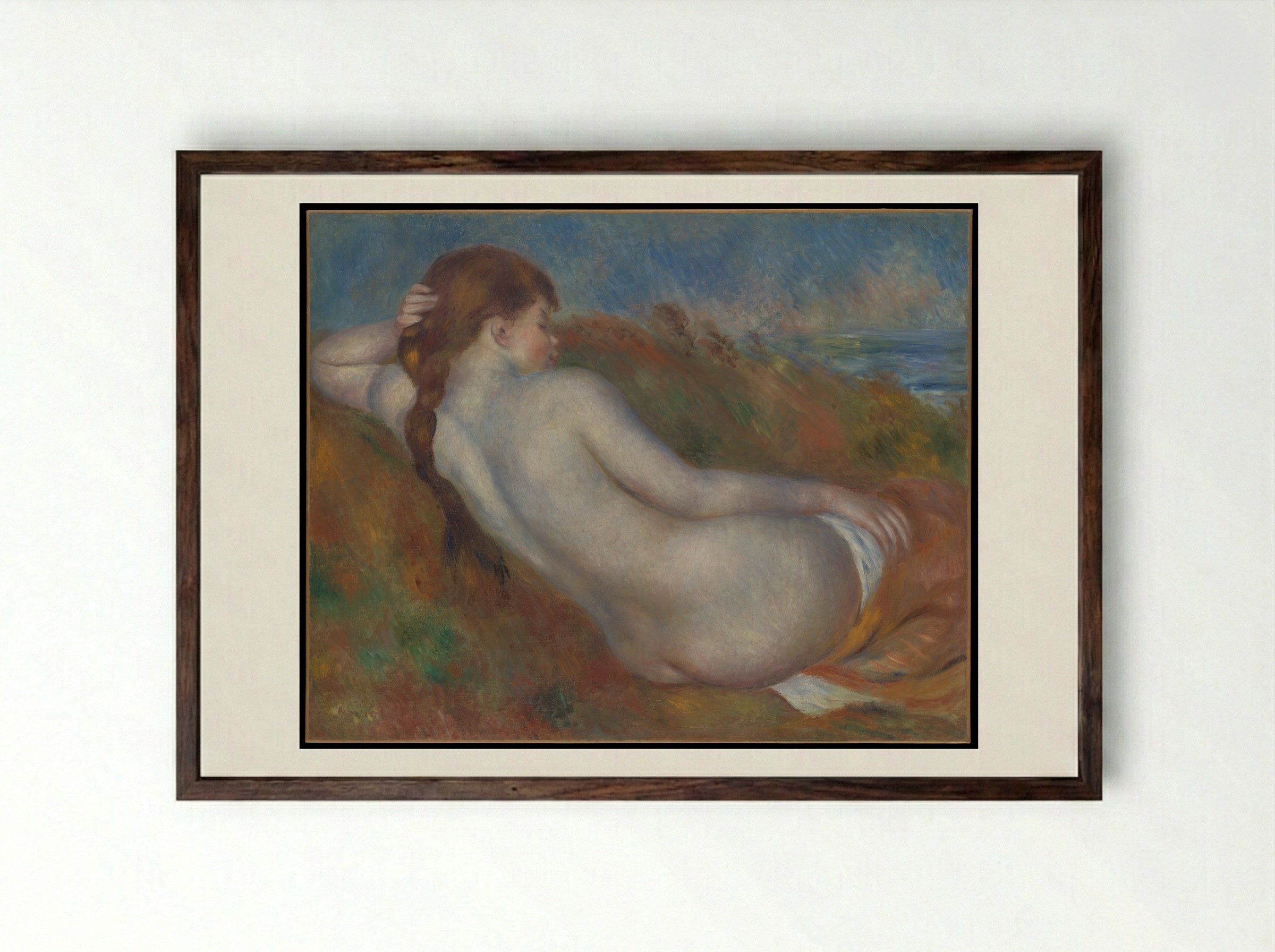 Reclining Nude - Pierre-Auguste Renoir - Framed Print Dark Wood