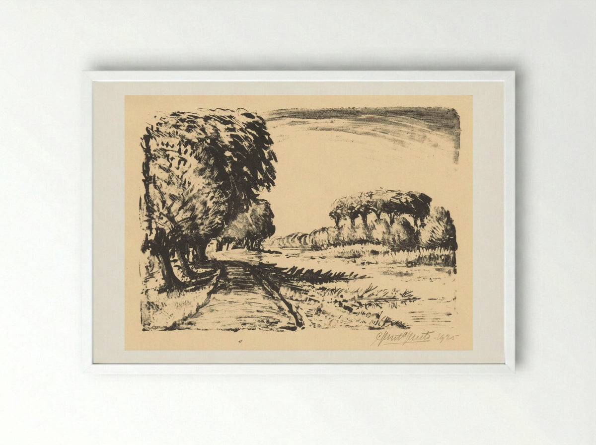Onverharde weg met bomen langs water - Ger Gerrits - Framed Print White