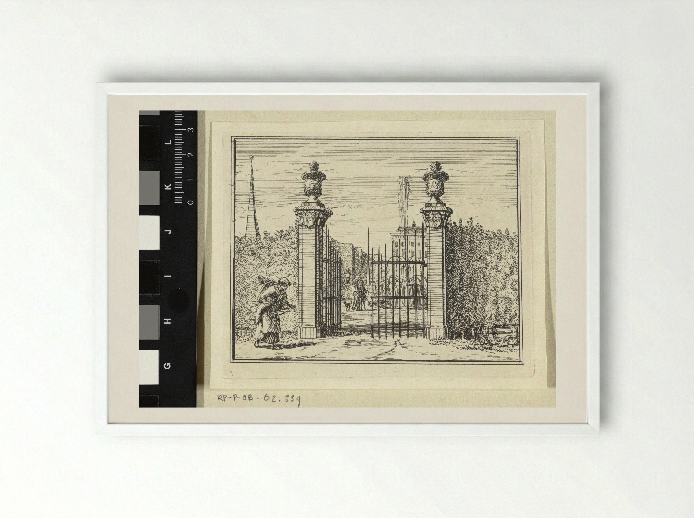 Toegangsspoort van een landhuis - Vincent Laurensz. van der Vinne (II) - Framed Print White