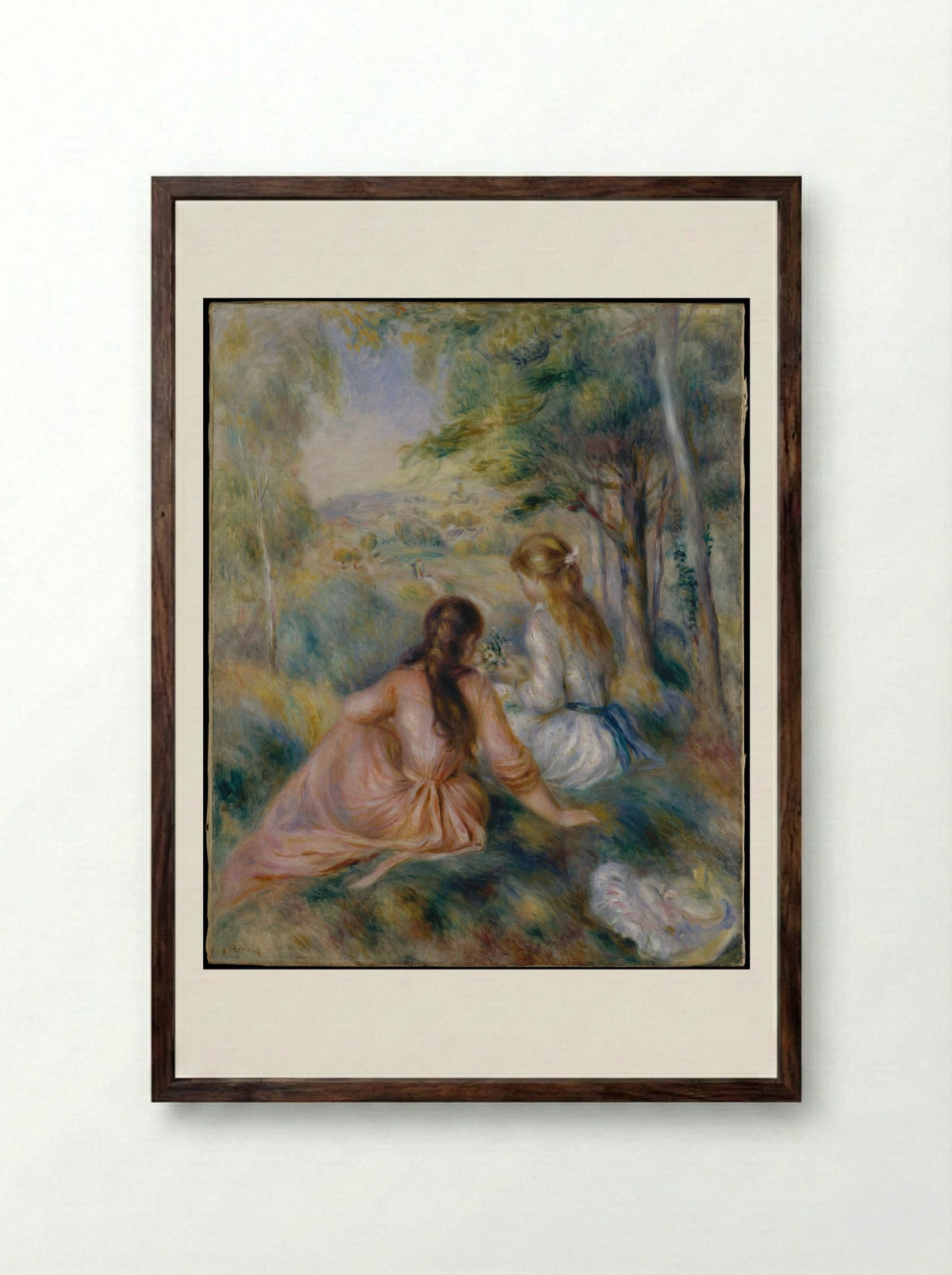 In the Meadow - Auguste Renoir - Framed Print Dark Wood