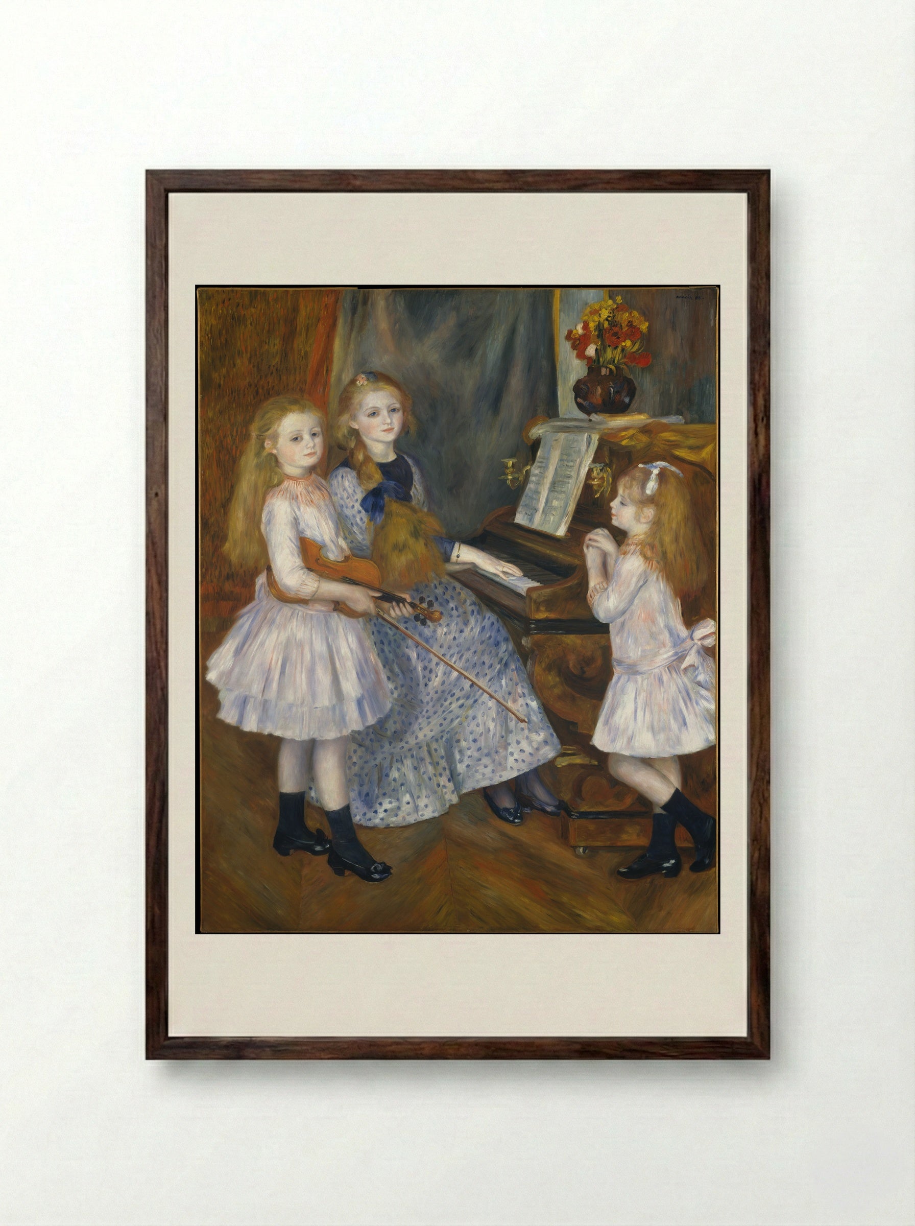 The Daughters of Catulle Mendès - Auguste Renoir - Framed Print Dark Wood