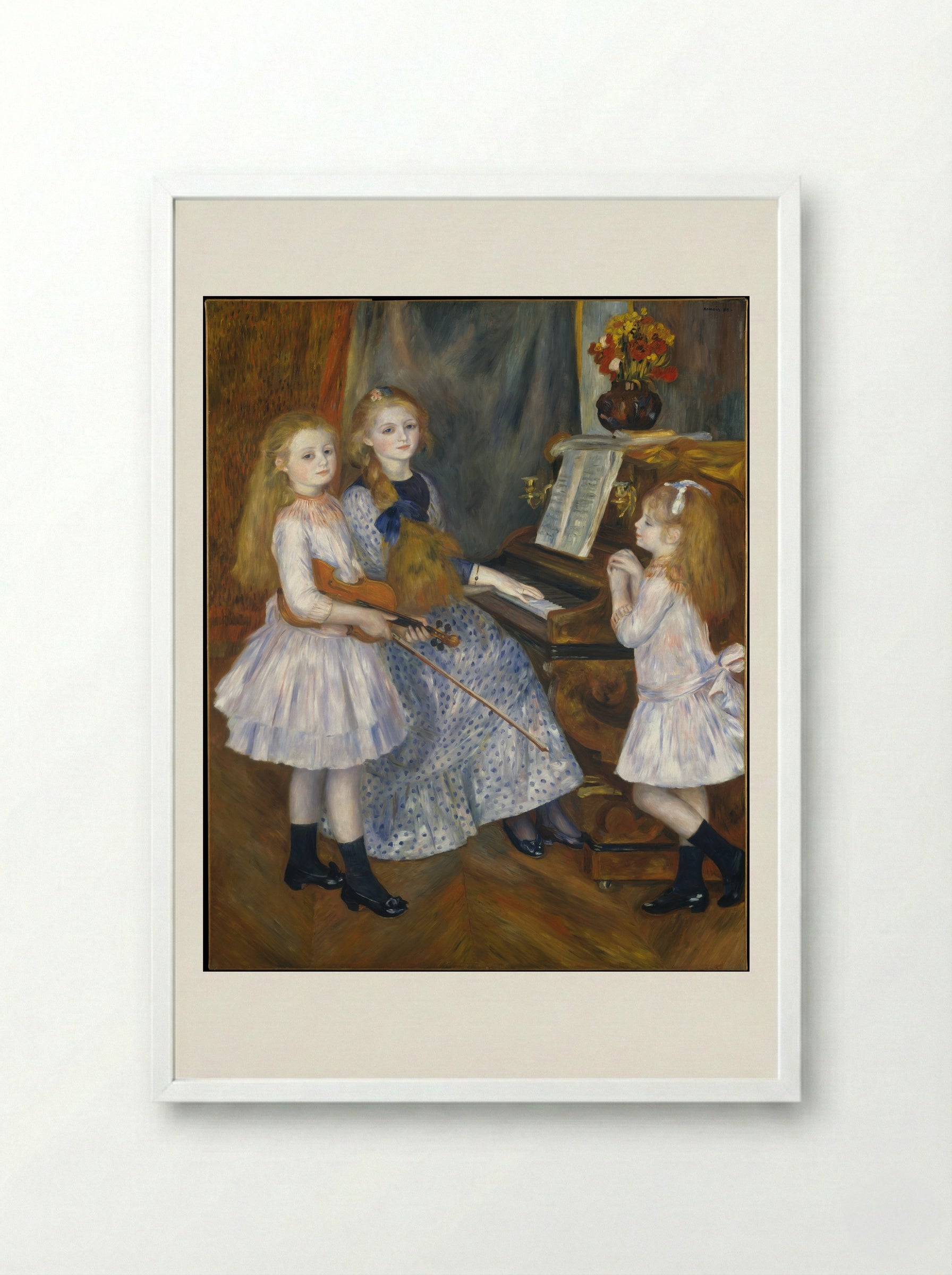 The Daughters of Catulle Mendès - Auguste Renoir - Framed Print White
