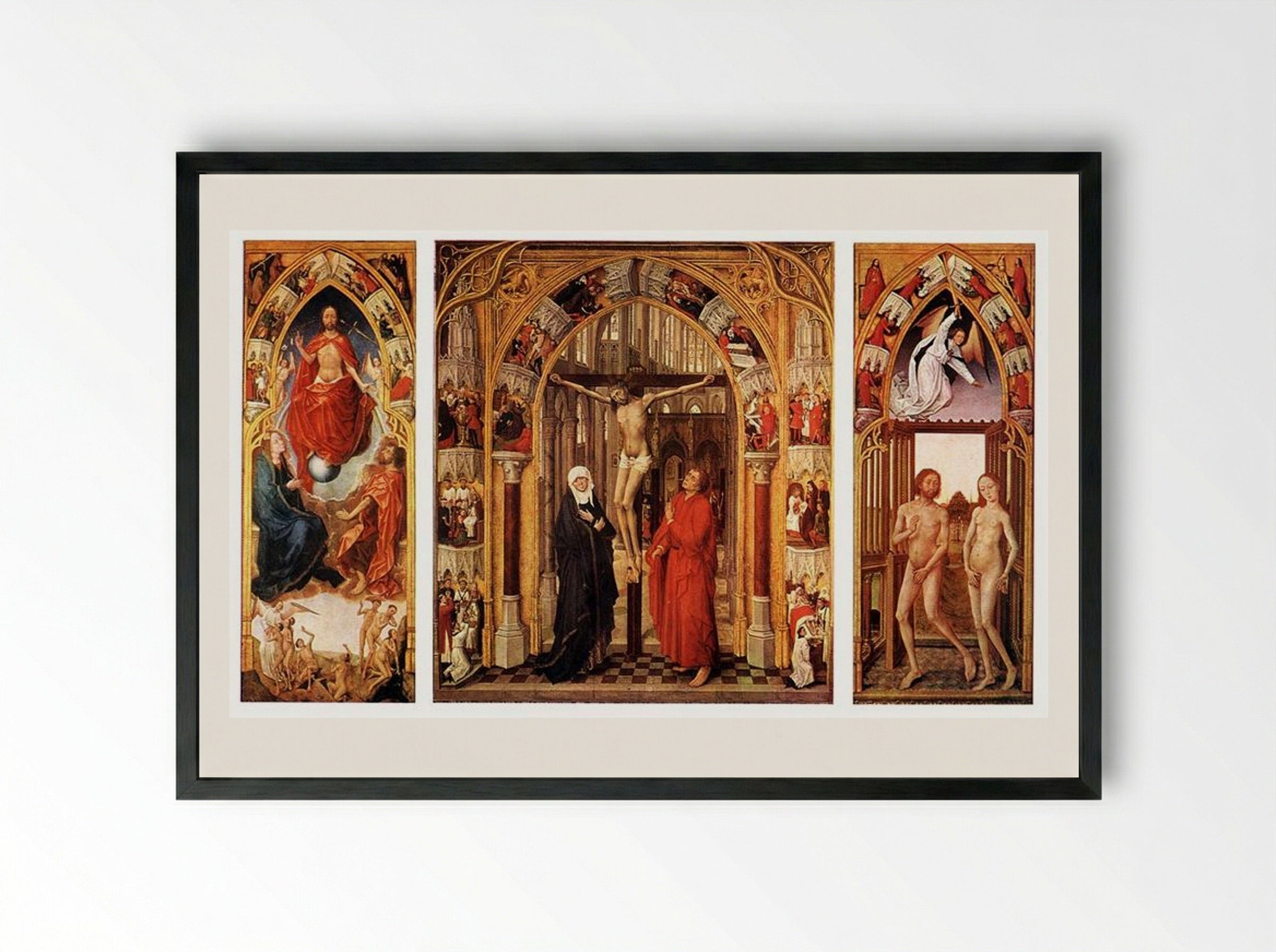 Triptych of the Redemption - Rogier van der Weyden - Framed Print Black