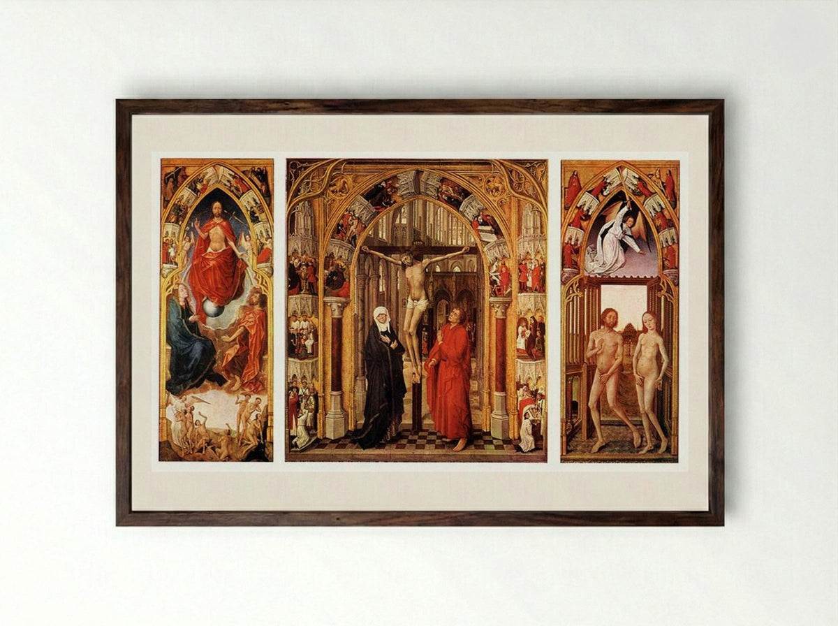 Triptych of the Redemption - Rogier van der Weyden - Framed Print Dark Wood