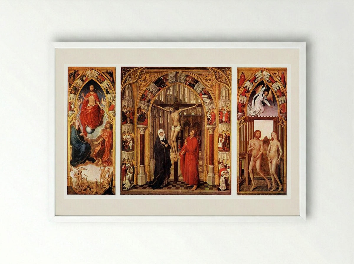 Triptych of the Redemption - Rogier van der Weyden - Framed Print White