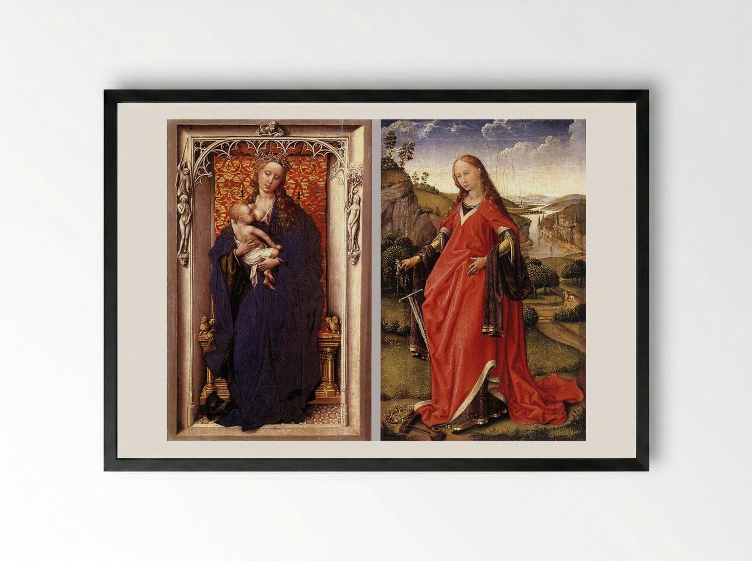 Various Altarpieces - Rogier van der Weyden - Framed Print Black