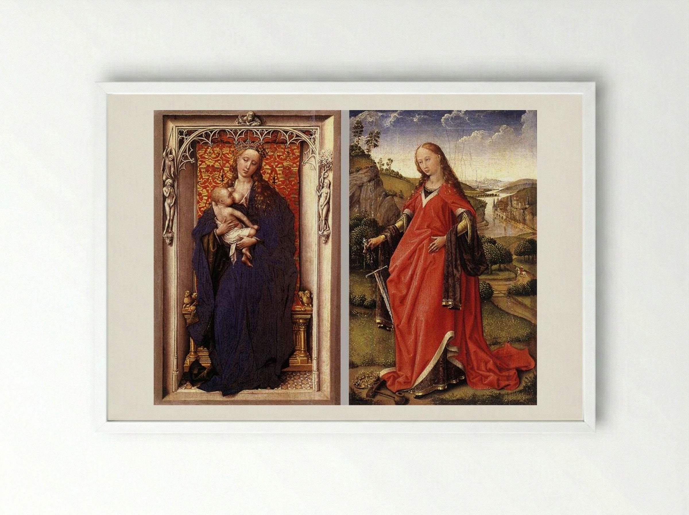 Various Altarpieces - Rogier van der Weyden - Framed Print White