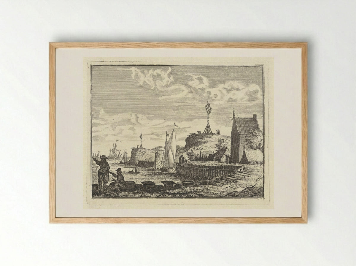 Kust met uitkijkpost - Vincent Laurensz. van der Vinne (II) - Framed Print Wood