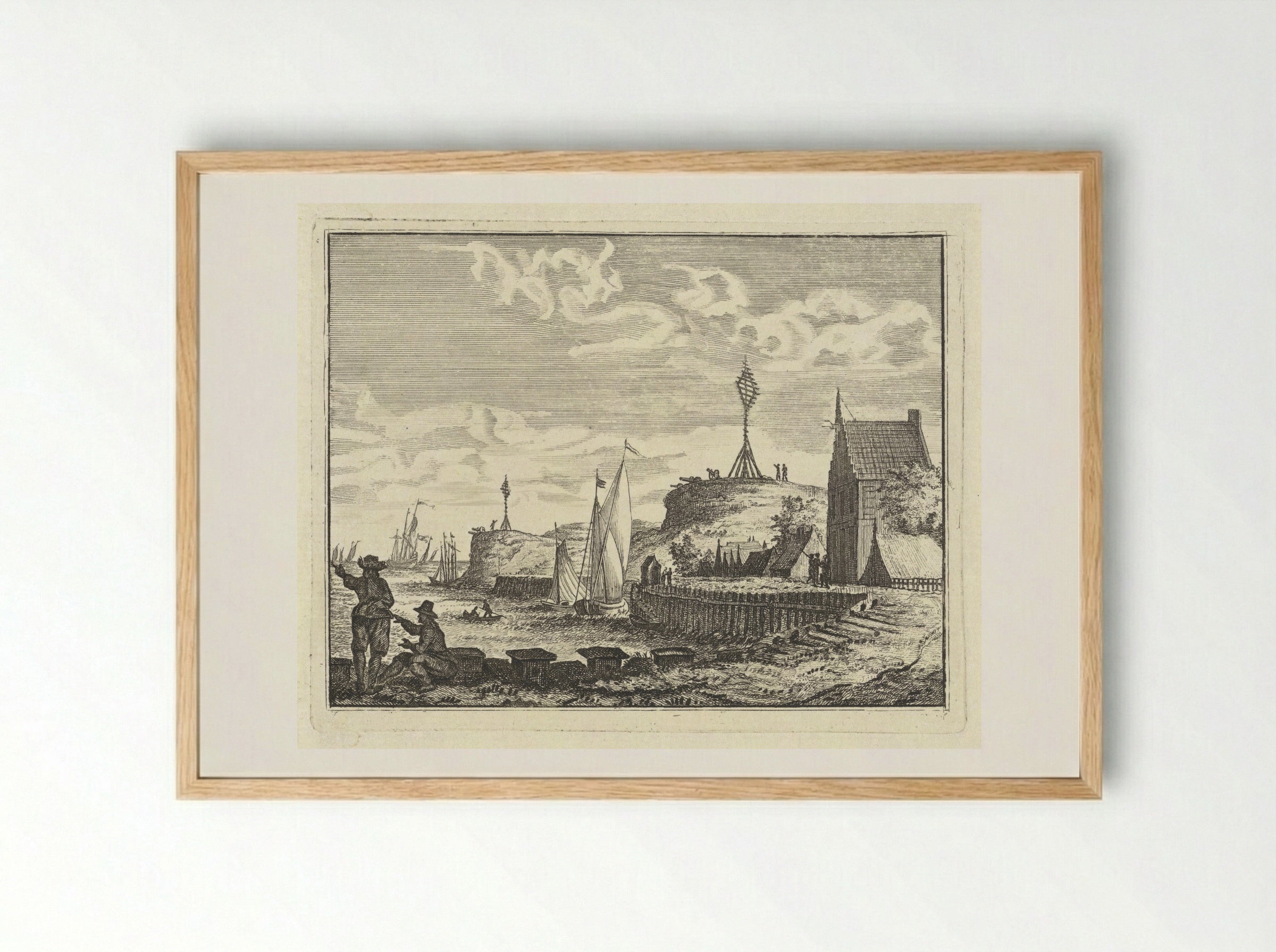 Kust met uitkijkpost - Vincent Laurensz. van der Vinne (II) - Framed Print Wood