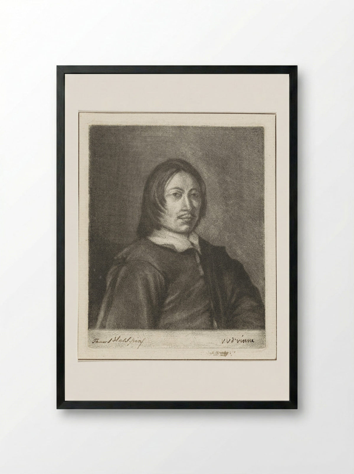 Portrait of a Man (After Frans Hals) - Vincent Laurensz. van der Vinne (II) - Framed Print Black