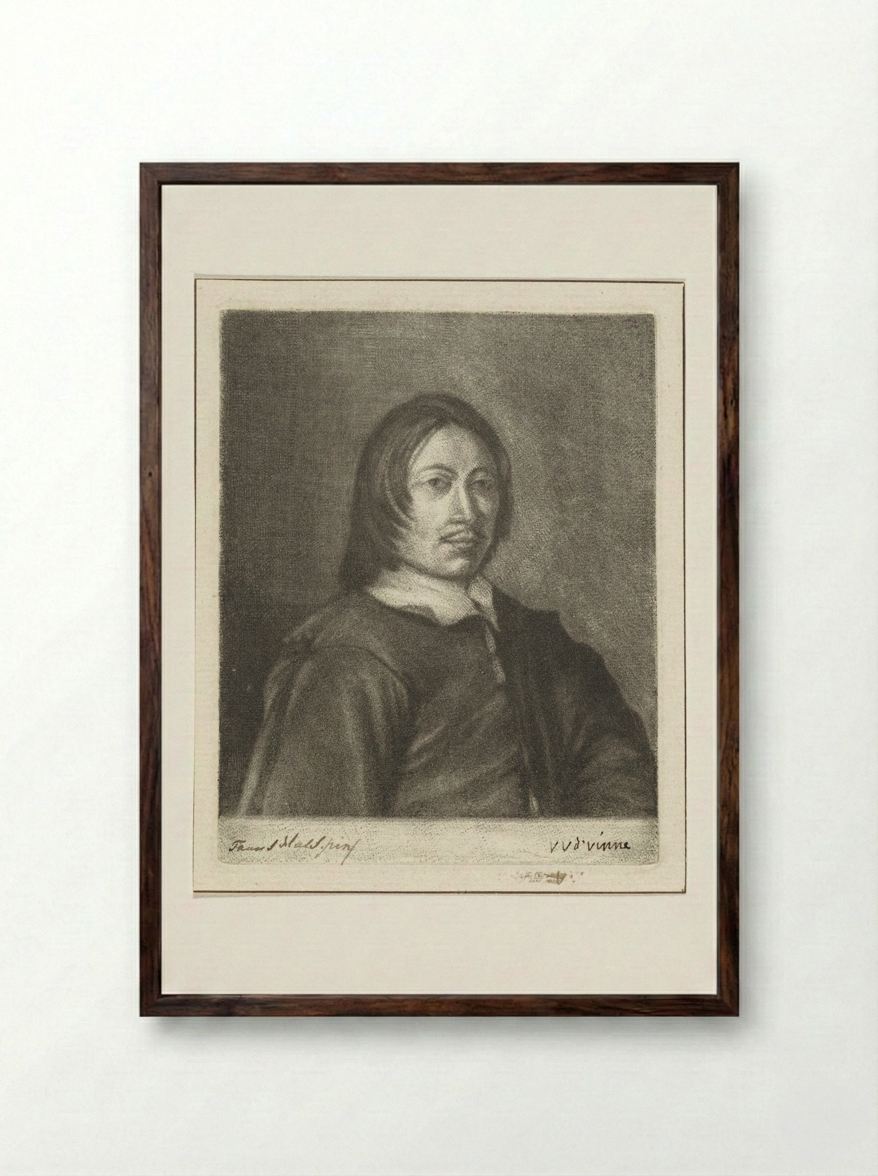 Portrait of a Man (After Frans Hals) - Vincent Laurensz. van der Vinne (II) - Framed Print Dark Wood