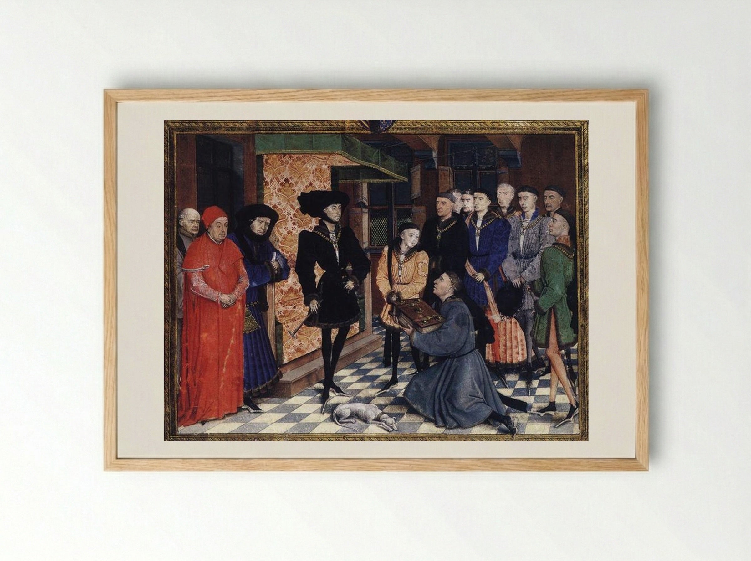 Miniature from the first page of the Chroniques de Hainaut - Rogier van der Weyden - Framed Print Wood