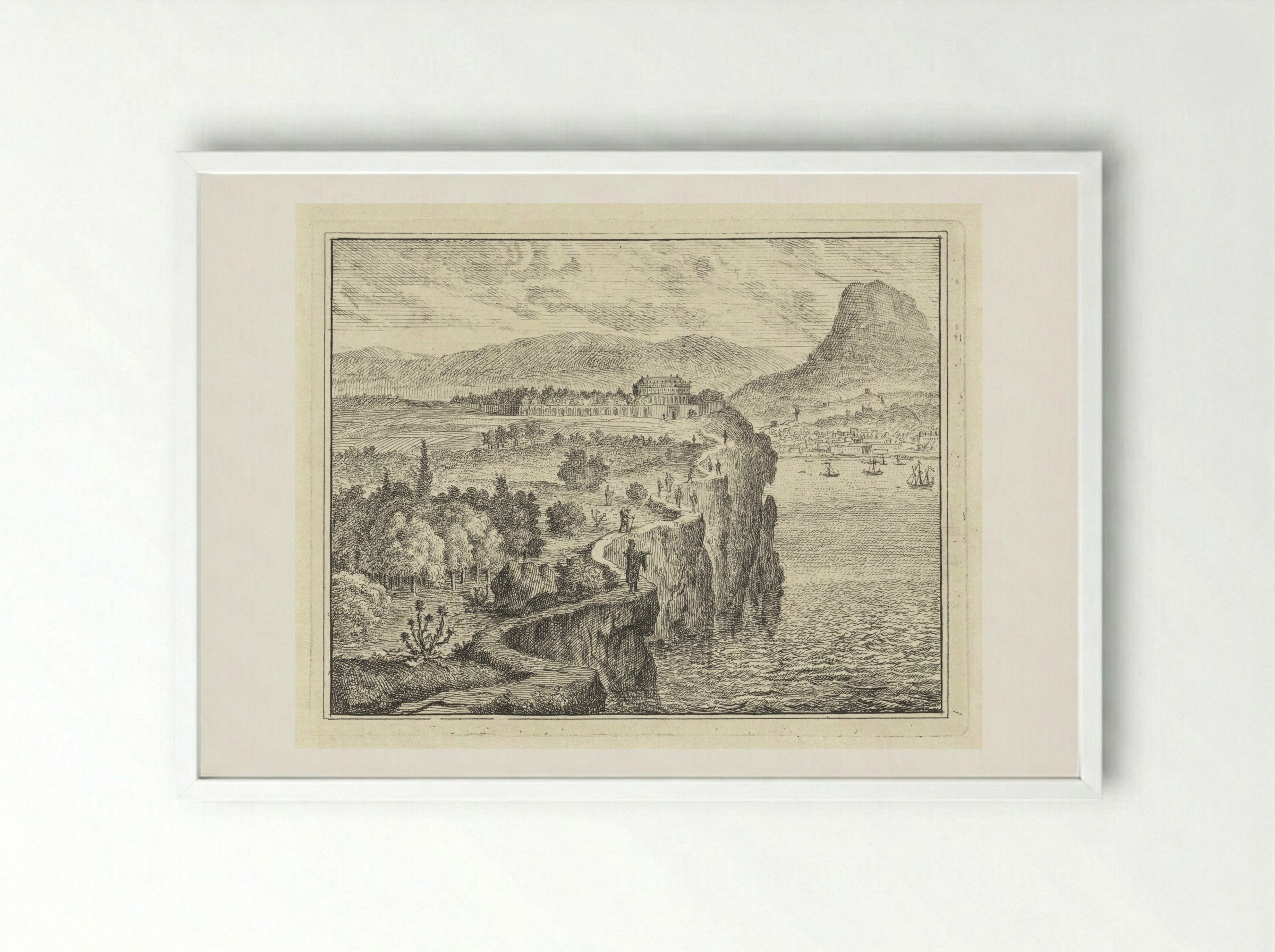 Pad langs kliffen - Vincent Laurensz. van der Vinne (II) - Framed Print White