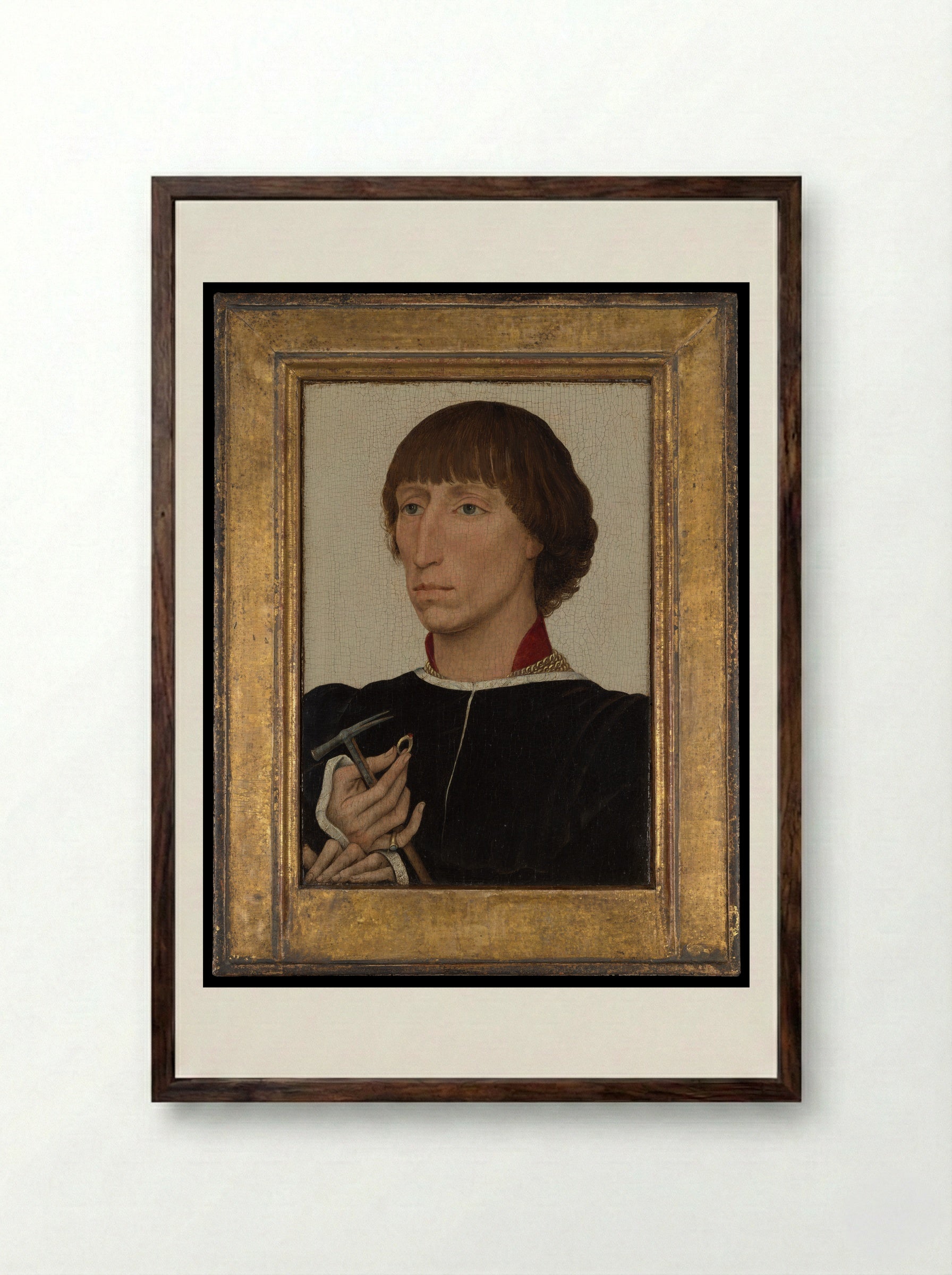 Portrait of Francesco d'Este - Rogier van der Weyden - Framed Print Dark Wood