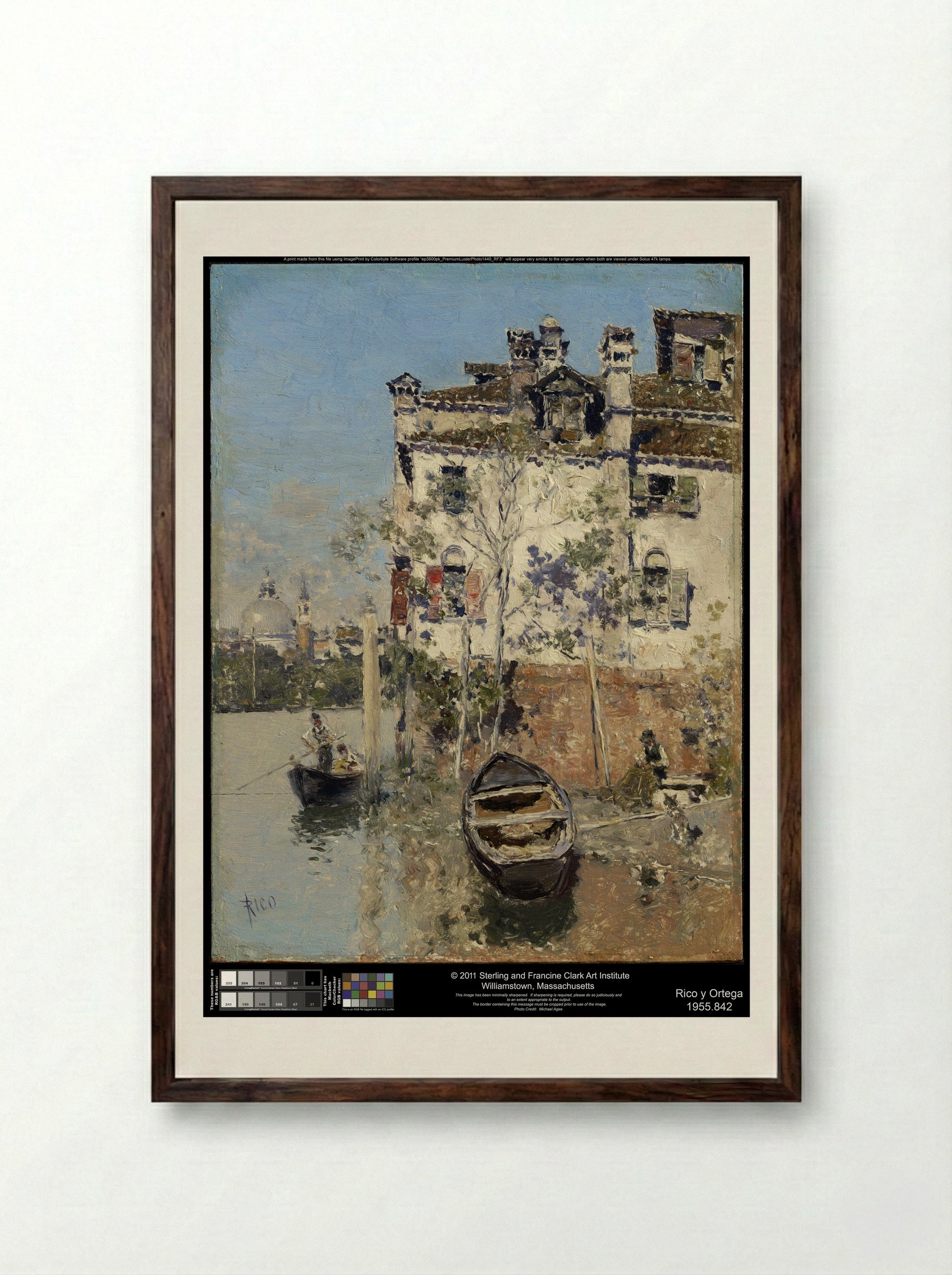A Canal in Venice - Martín Rico y Ortega - Framed Print Dark Wood