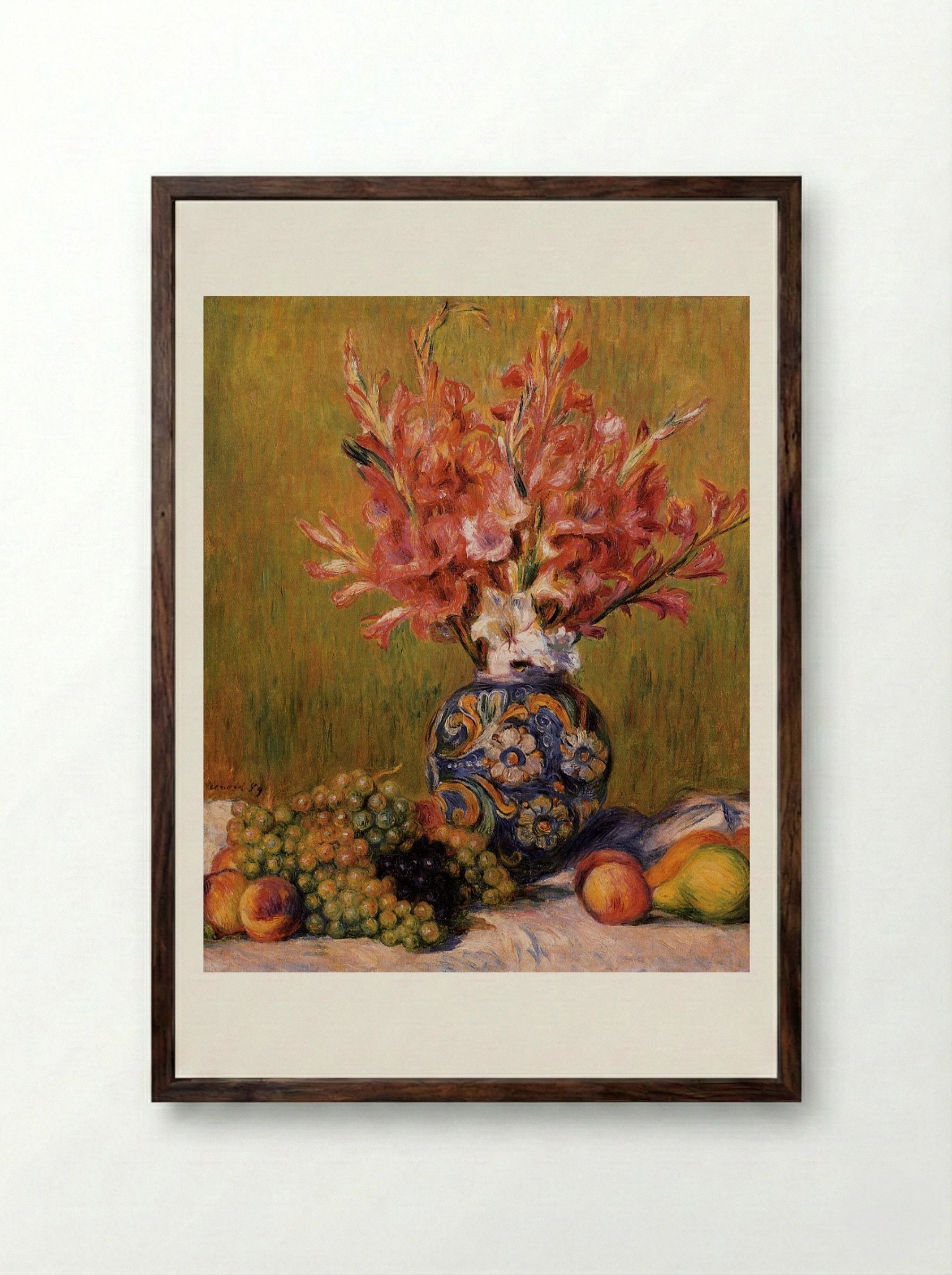 Gladioli in a Vase - Auguste Renoir - Framed Print Dark Wood