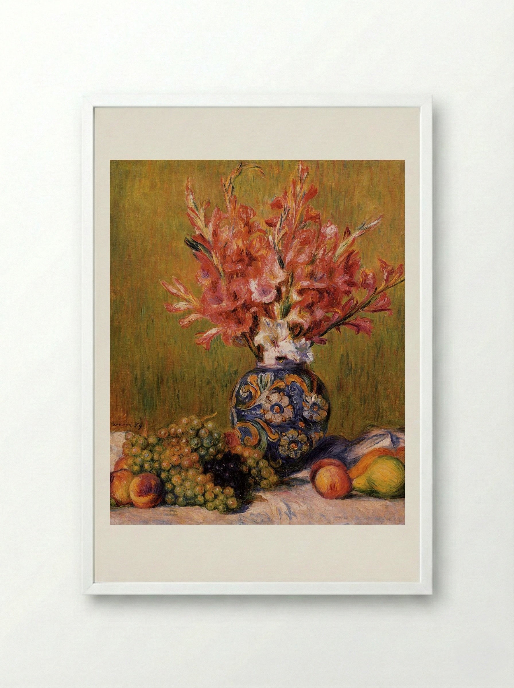 Gladioli in a Vase - Auguste Renoir - Framed Print White