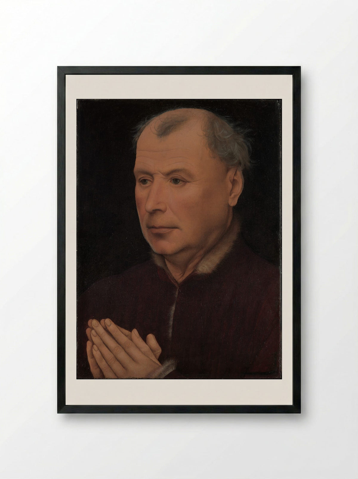 Man in Prayer - Rogier van der Weyden - Framed Print Black