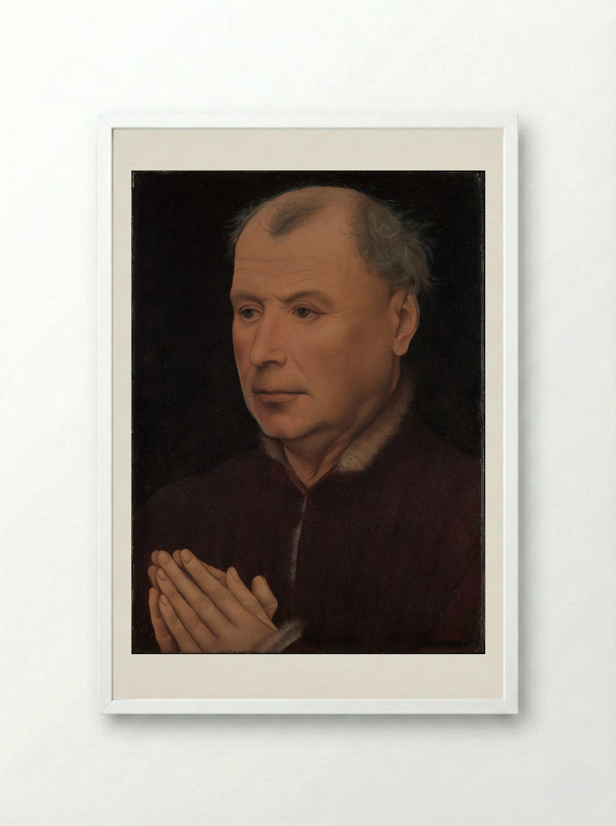 Man in Prayer - Rogier van der Weyden - Framed Print White