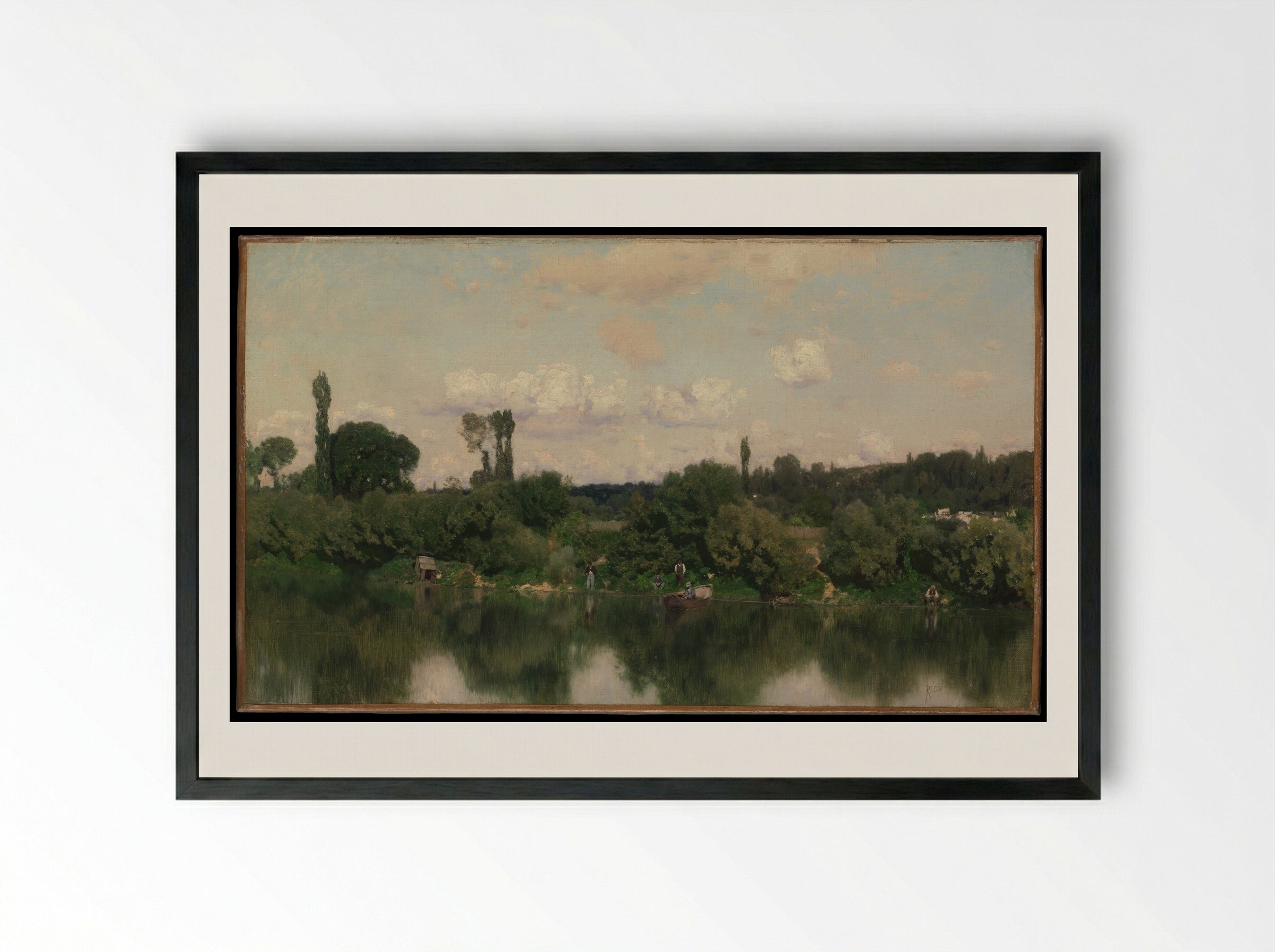 On the Seine - Martín Rico y Ortega - Framed Print Black