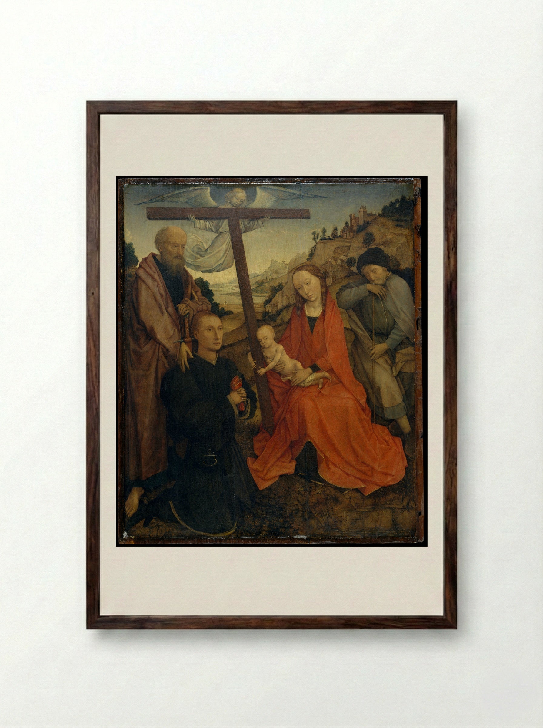 The Holy Family with Saint Paul and a Donor - Rogier van der Weyden - Framed Print Dark Wood