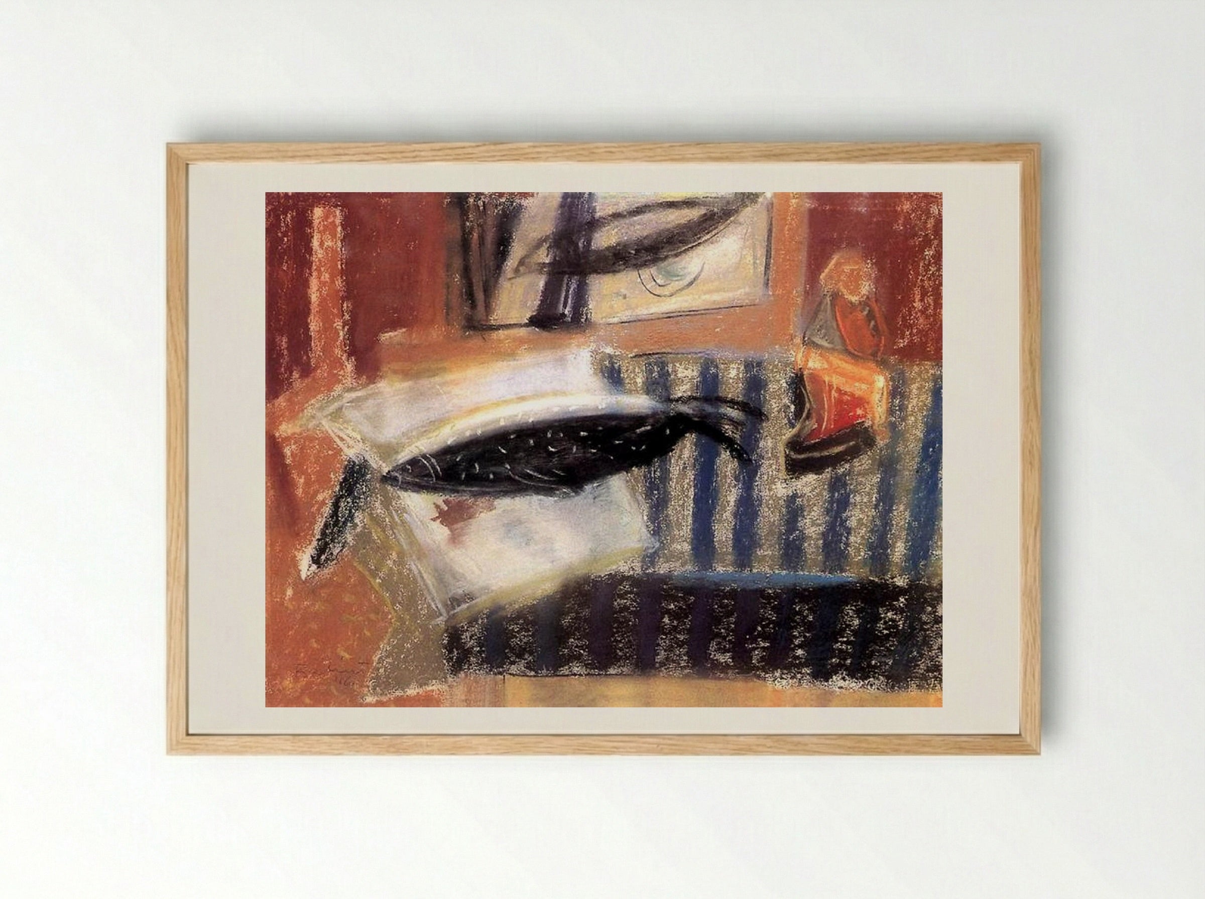 Still Life with Fish - Endre Bálint - Framed Print Wood