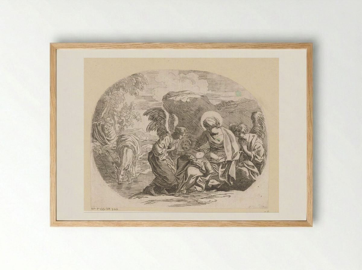 Rest on the Flight into Egypt - Sébastien Bourdon - Framed Print Wood