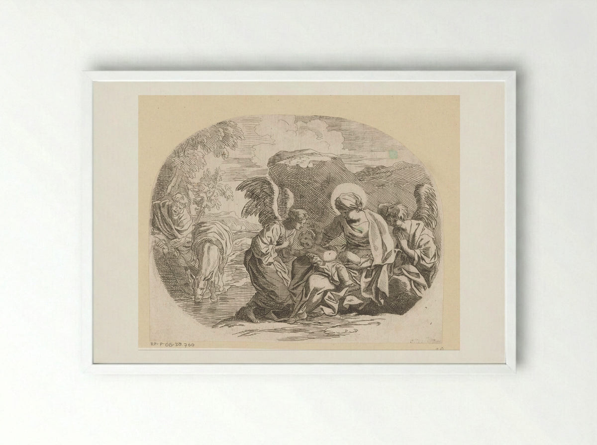 Rest on the Flight into Egypt - Sébastien Bourdon - Framed Print White
