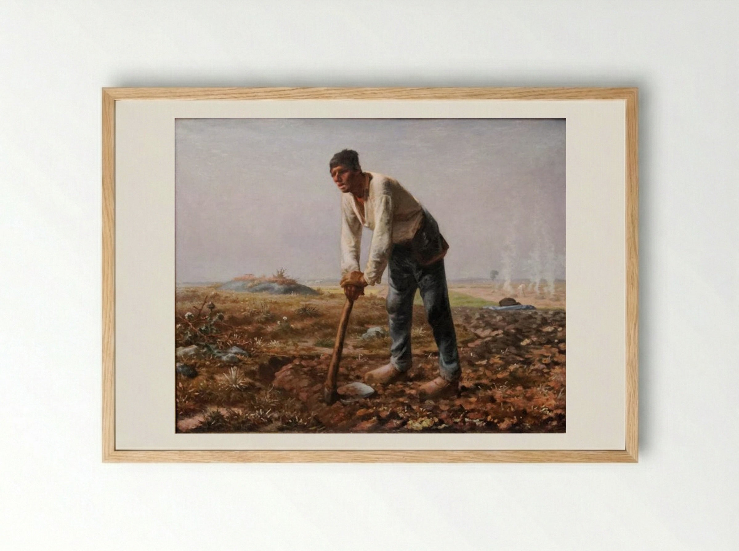 The Man with the Hoe - Jean-François Millet - Framed Print Wood
