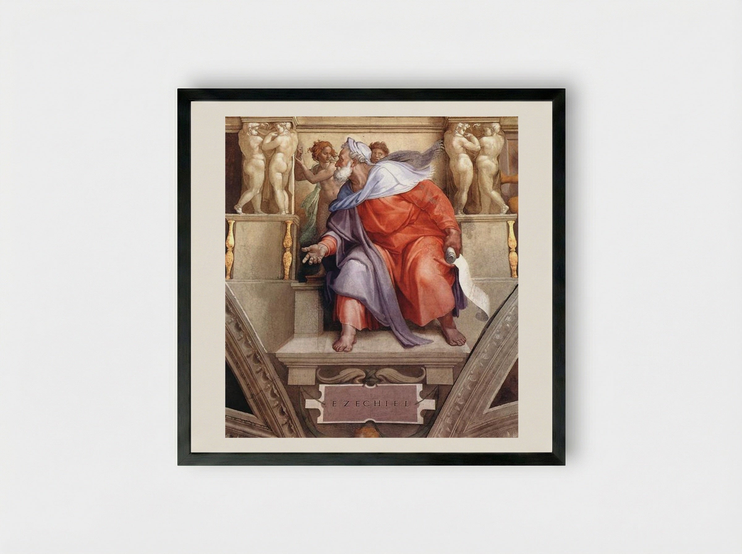 The Prophet Ezekiel - Michelangelo Buonarroti - Framed Print Black