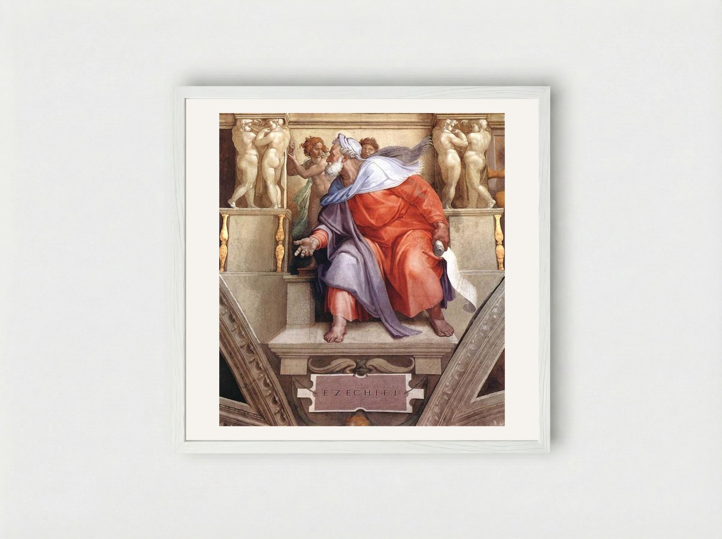 The Prophet Ezekiel - Michelangelo Buonarroti - Framed Print White