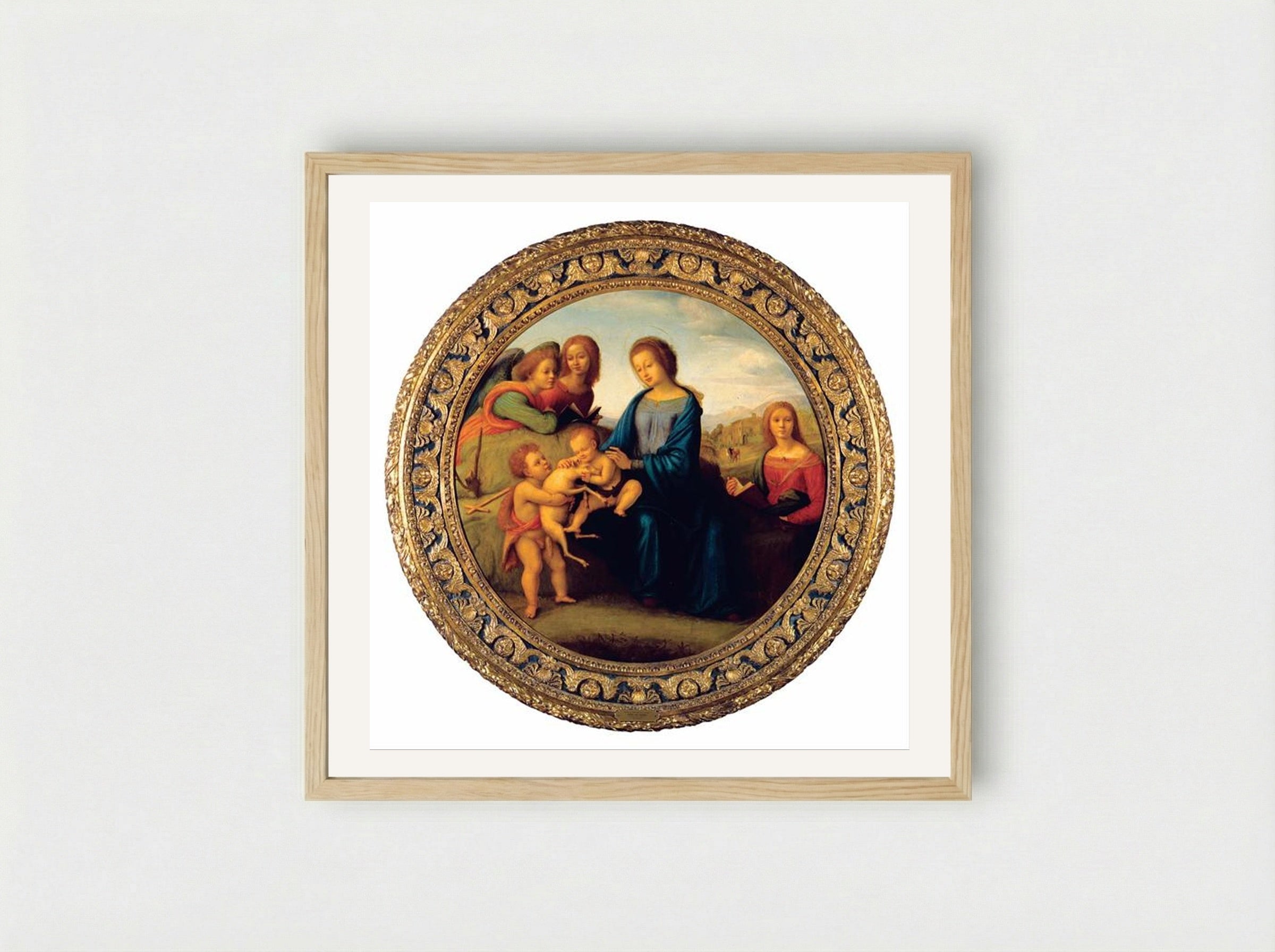 Madonna and Child with Saints and Angels - Piero di Cosimo - Framed Print Wood