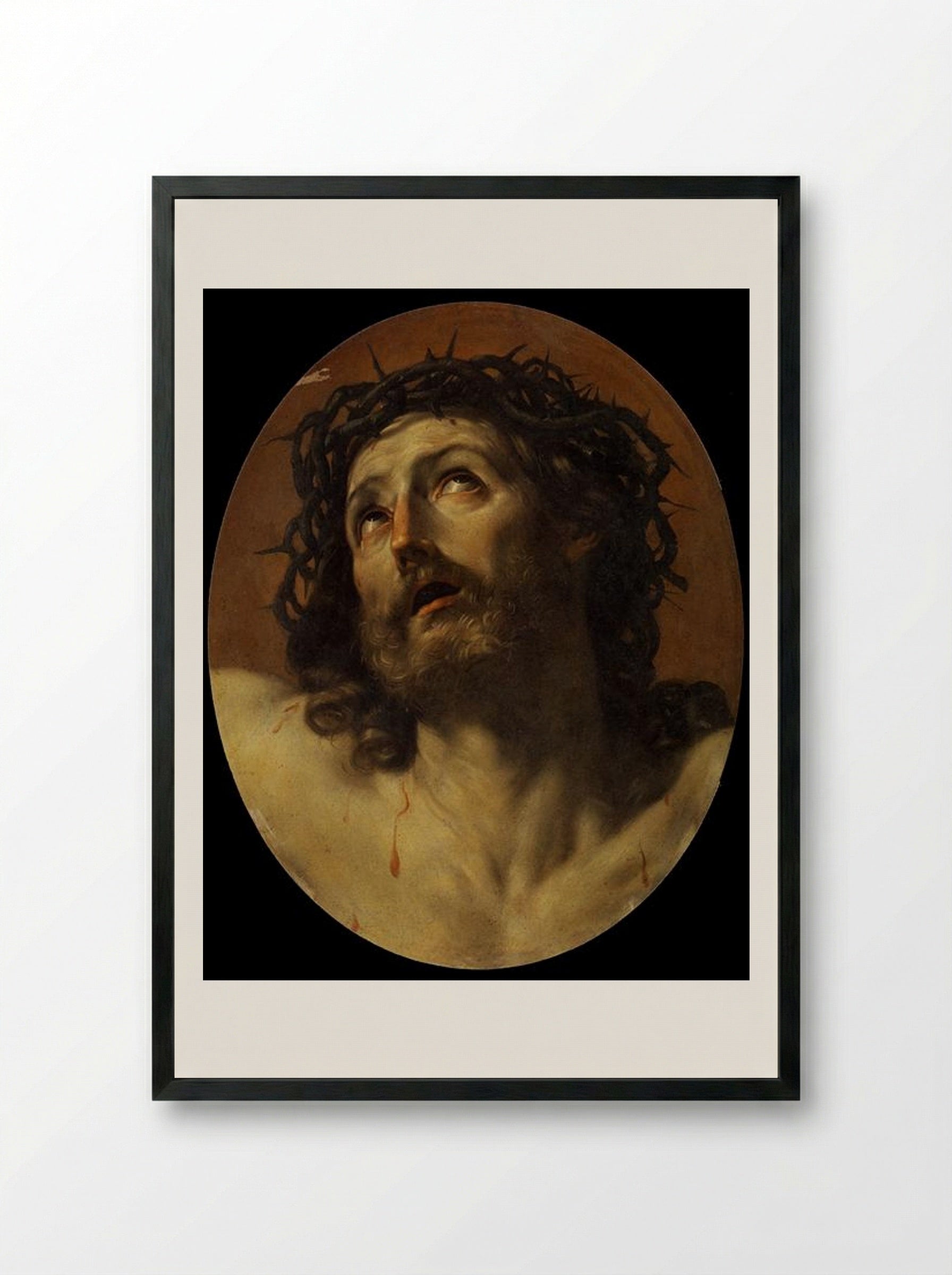 Head of Christ Crowned with Thorns - Guido Reni - Framed Print Black