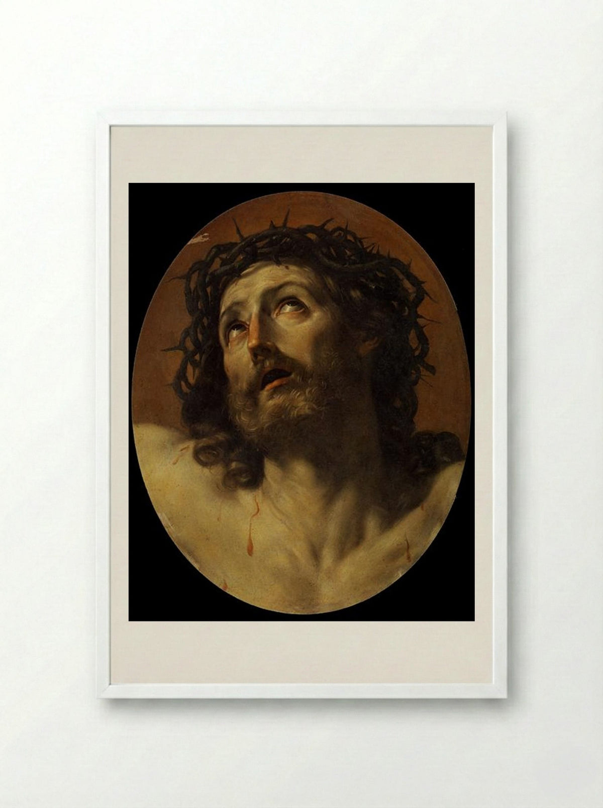Head of Christ Crowned with Thorns - Guido Reni - Framed Print White