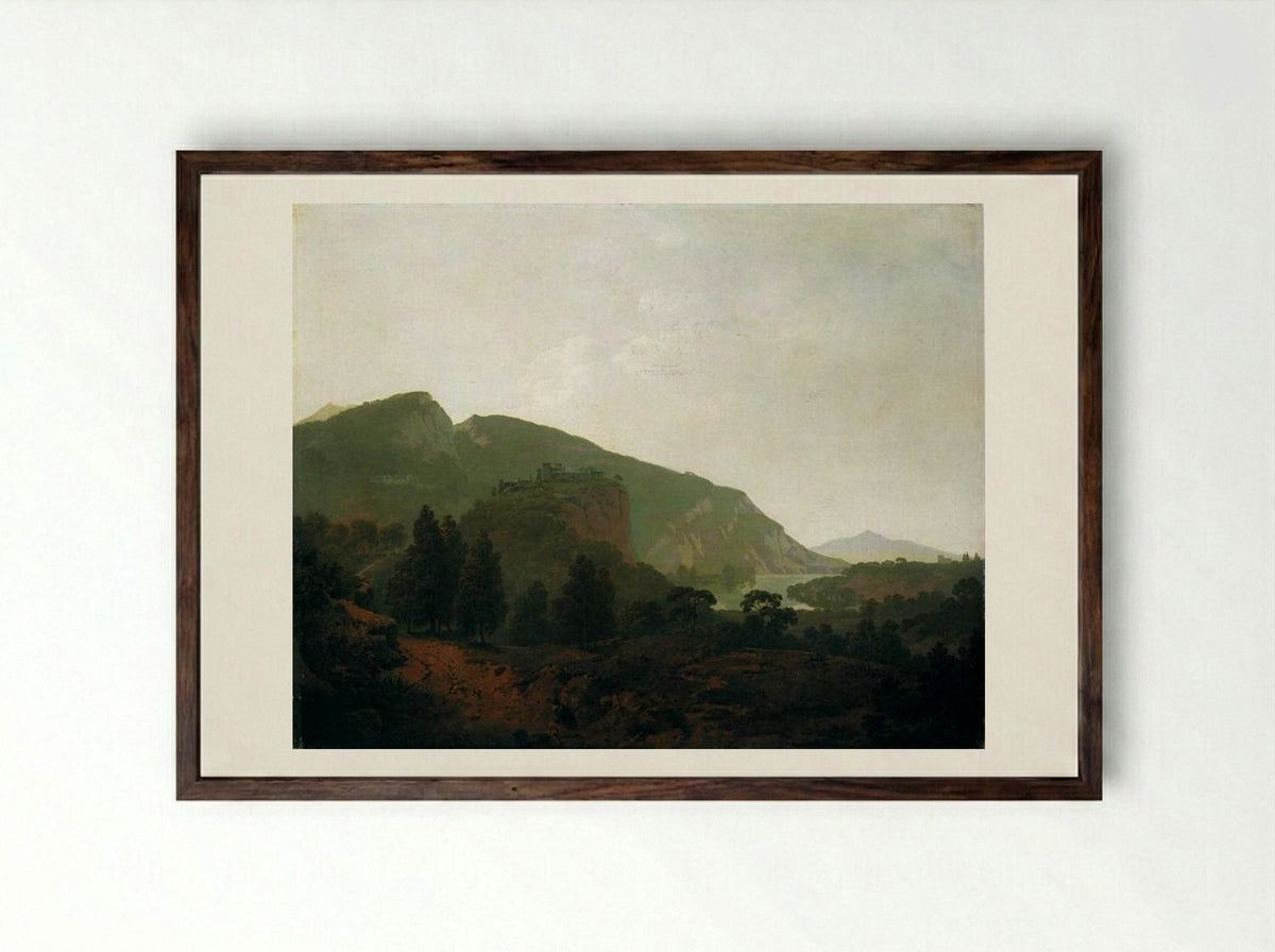 Italian Landscape - Joseph Wright of Derby - Framed Print Dark Wood