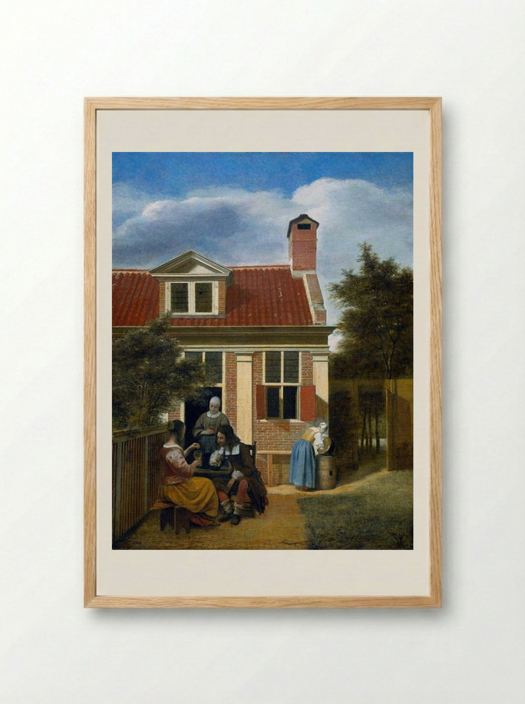 Company in a Garden - Pieter de Hooch - Framed Print Wood