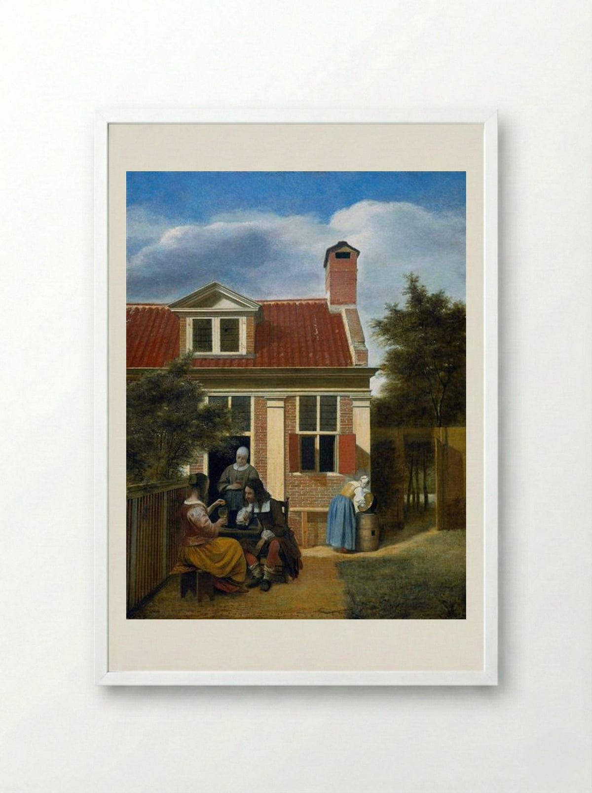 Company in a Garden - Pieter de Hooch - Framed Print White