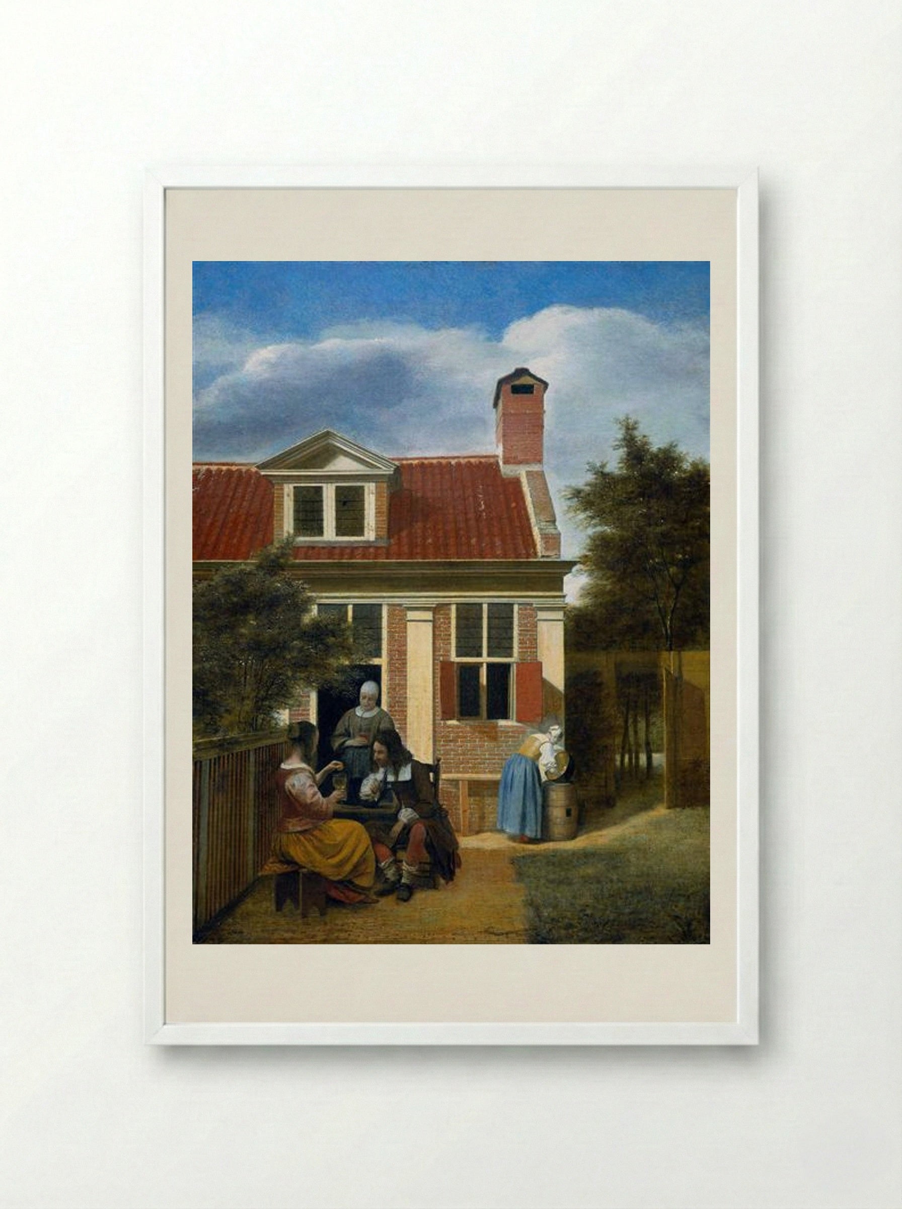 Company in a Garden - Pieter de Hooch - Framed Print White