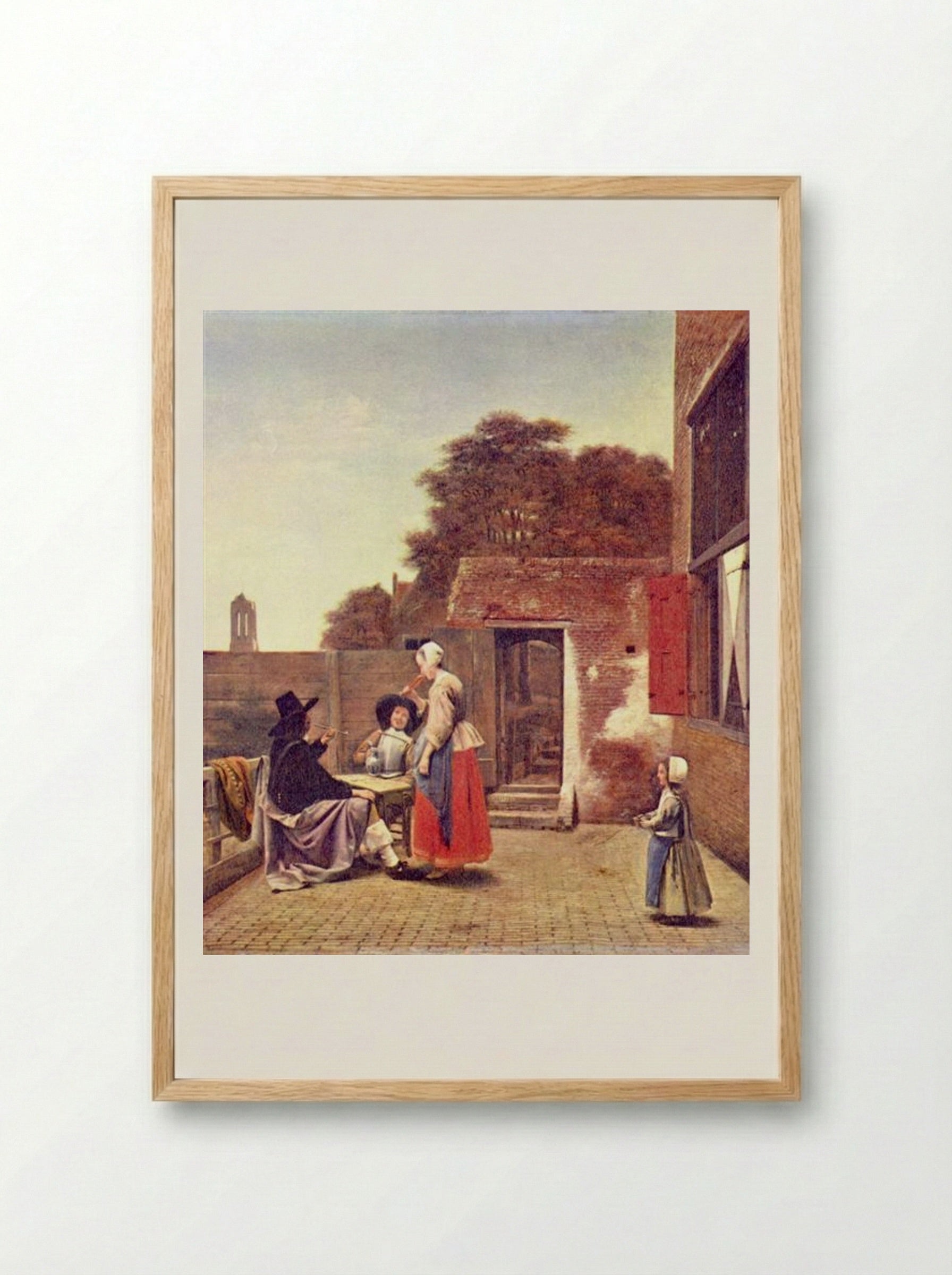 A Dutch Courtyard - Pieter de Hooch - Framed Print Wood