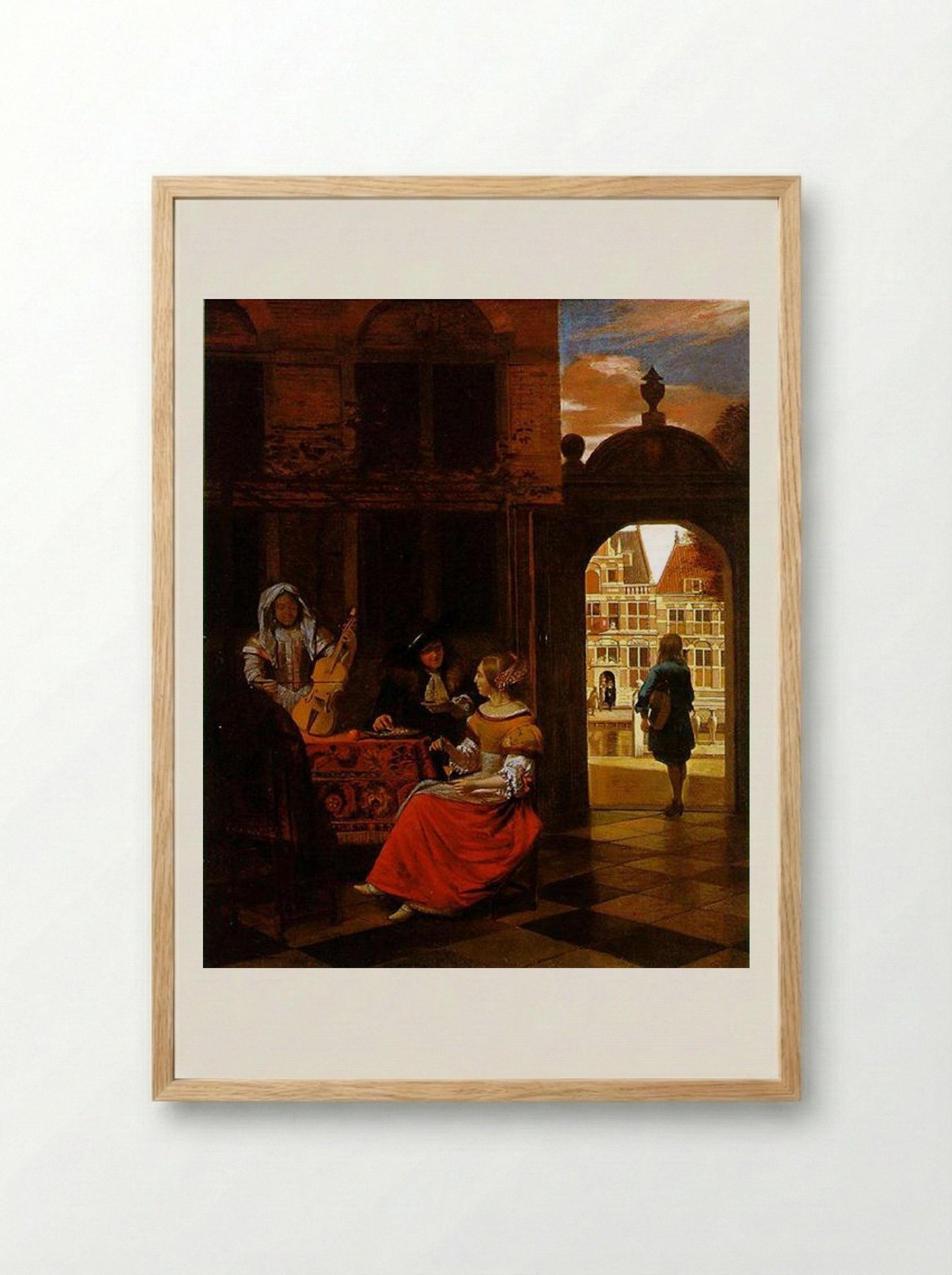 A Musical Party - Pieter de Hooch - Framed Print Wood