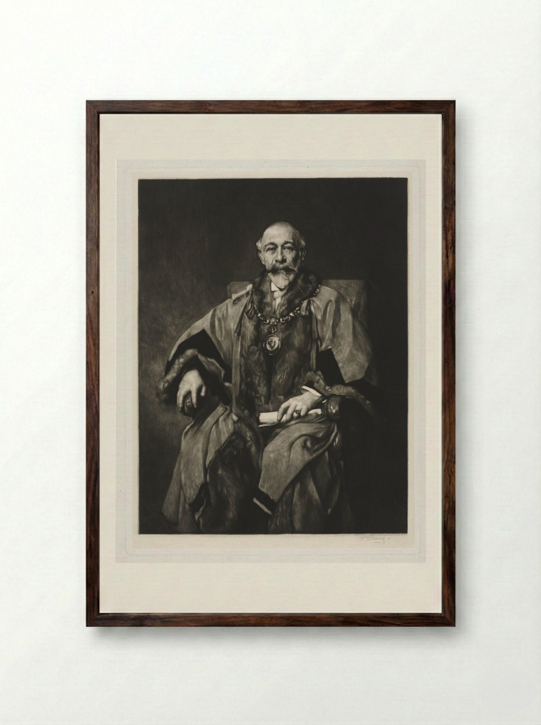 Sir Bartle Frère - William Strang - Framed Print Dark Wood