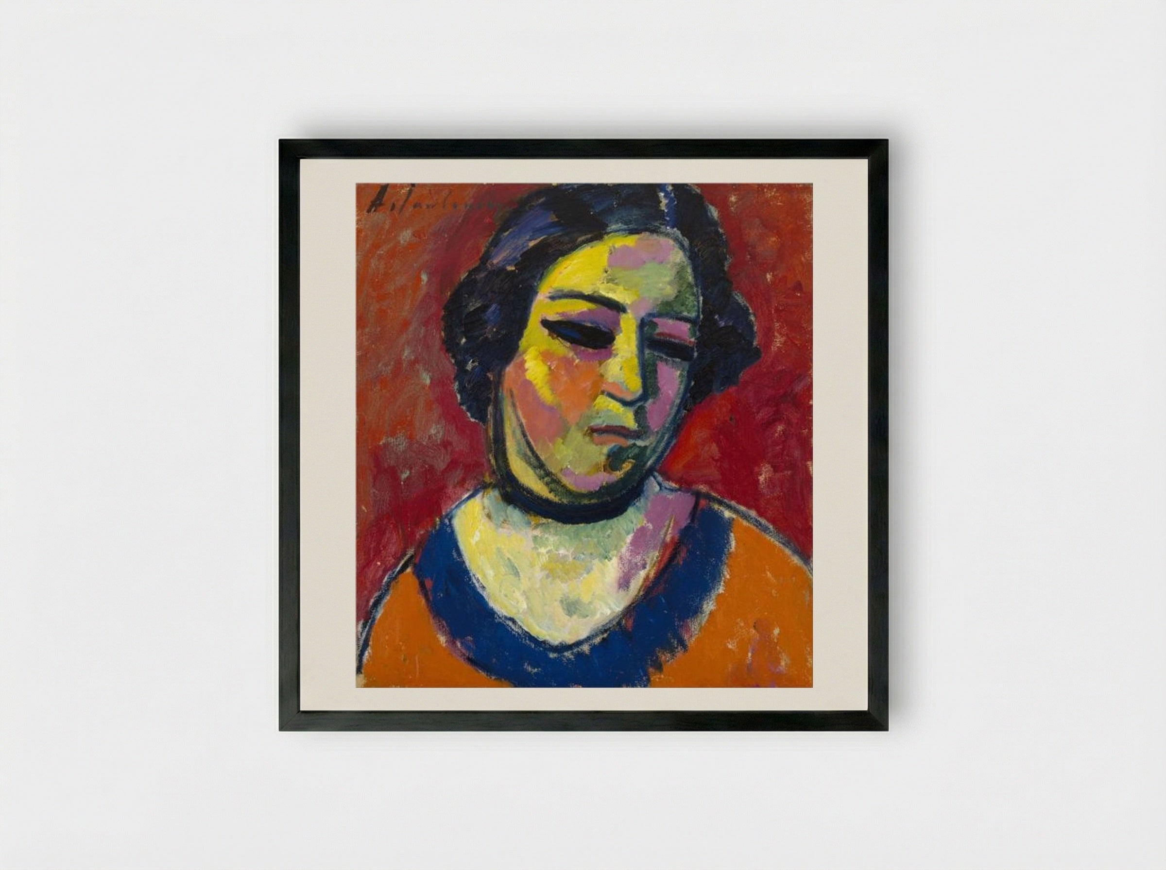 Portrait of a Woman - Alexej von Jawlensky - Framed Print Black