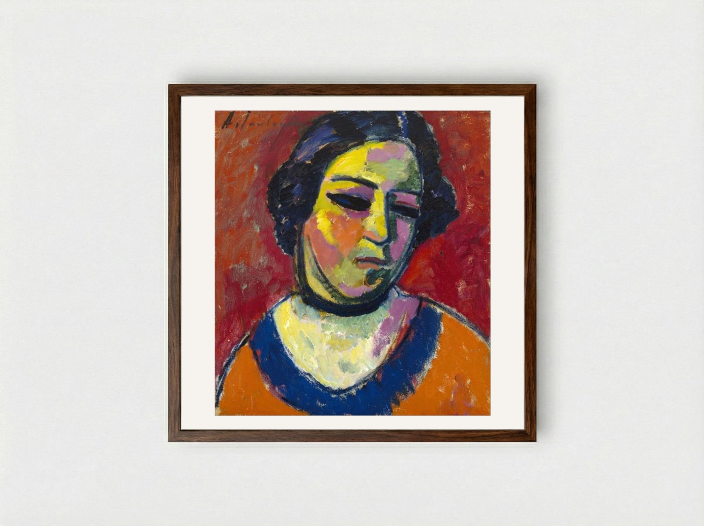 Portrait of a Woman - Alexej von Jawlensky - Framed Print Dark Wood