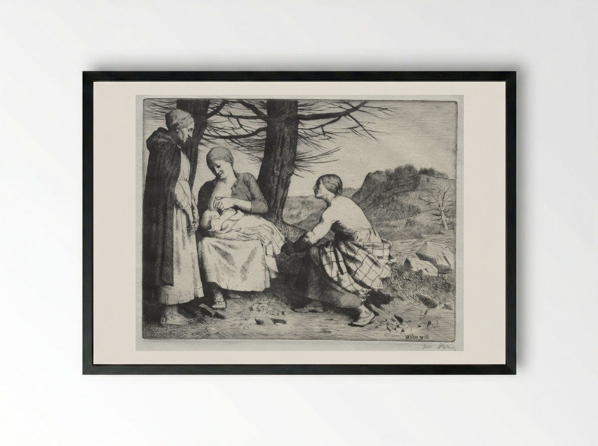 Woman and Child - William Strang - Framed Print Black
