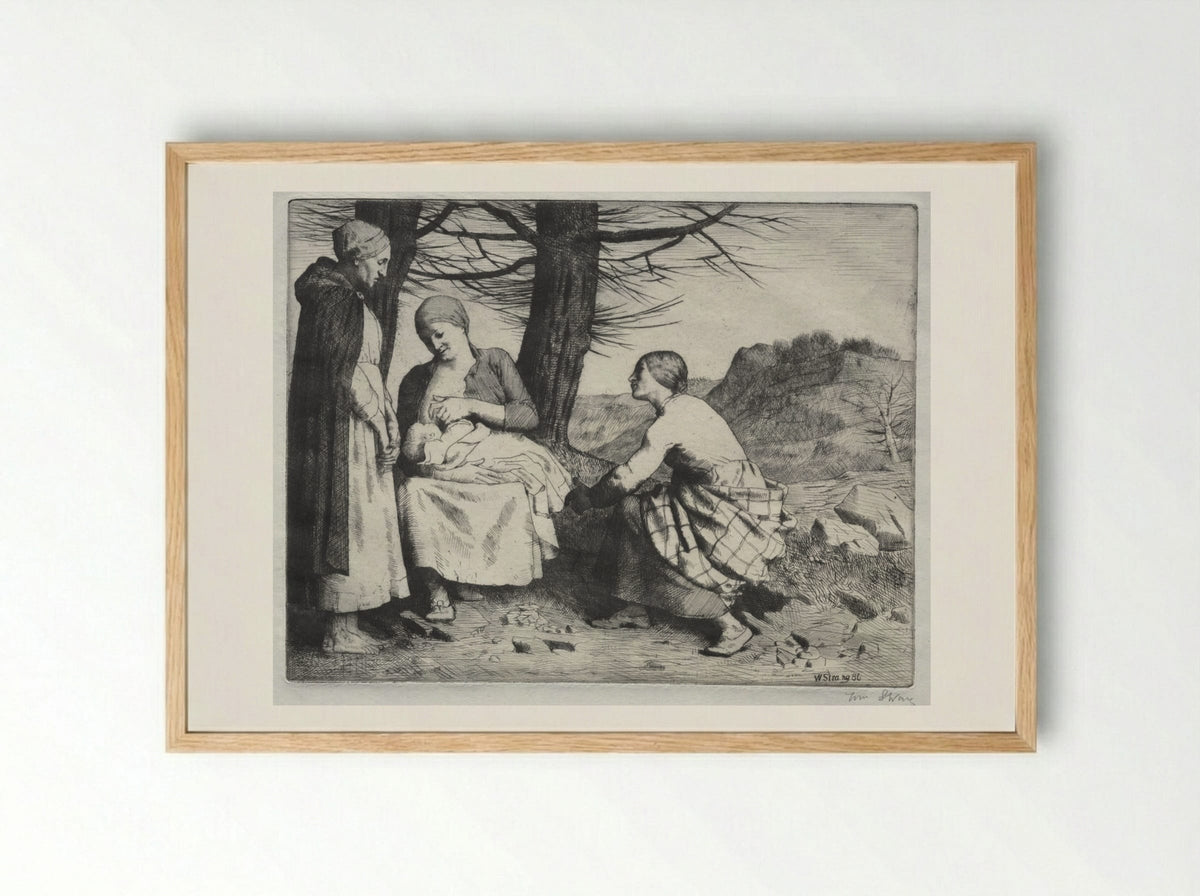 Woman and Child - William Strang - Framed Print Wood