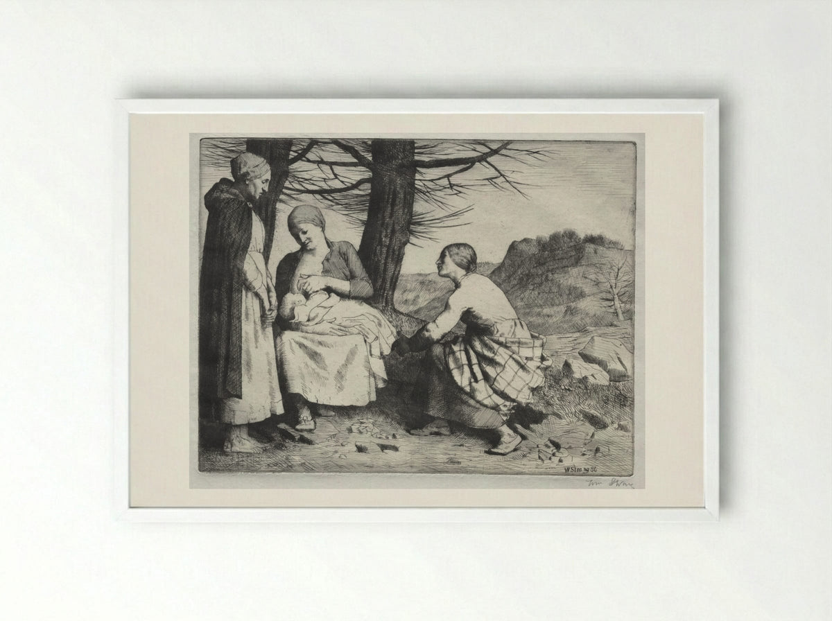 Woman and Child - William Strang - Framed Print White