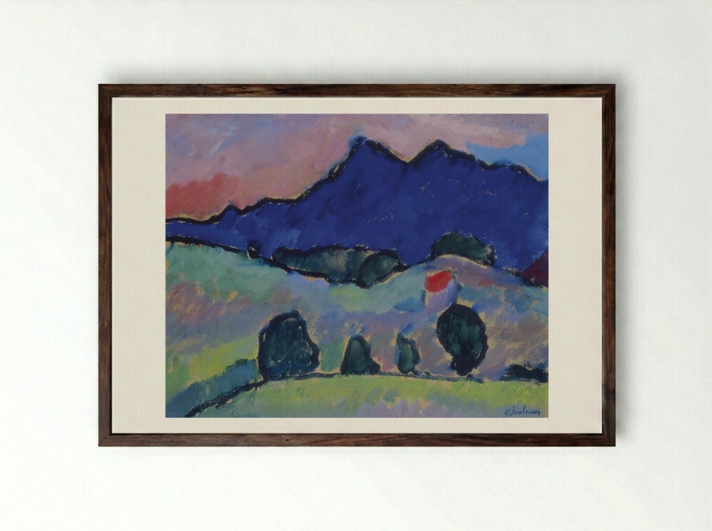 Blauer Berg - Alexej von Jawlensky - Framed Print Dark Wood