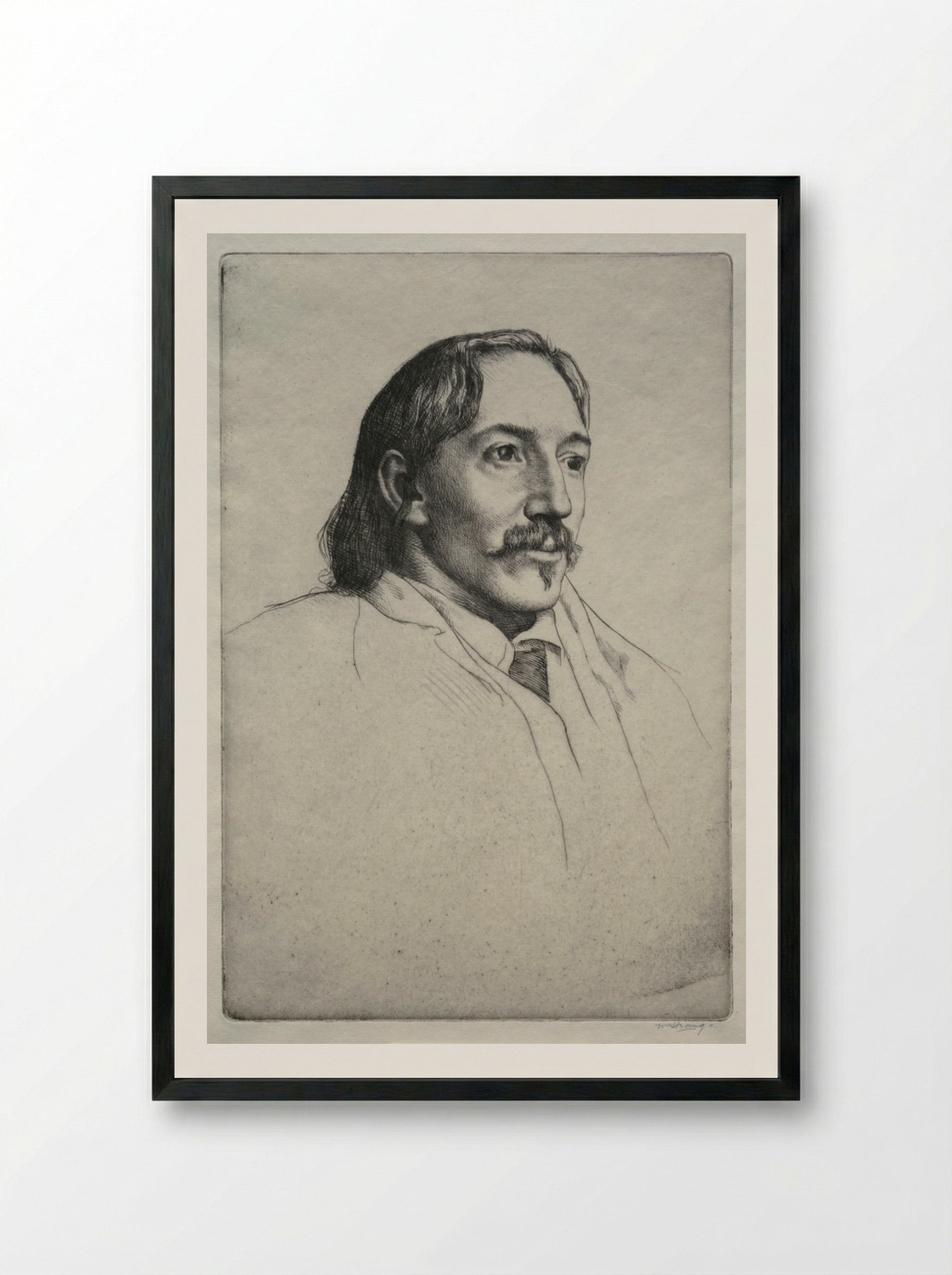 Robert Louis Balfour Stevenson - William Strang - Framed Print Black