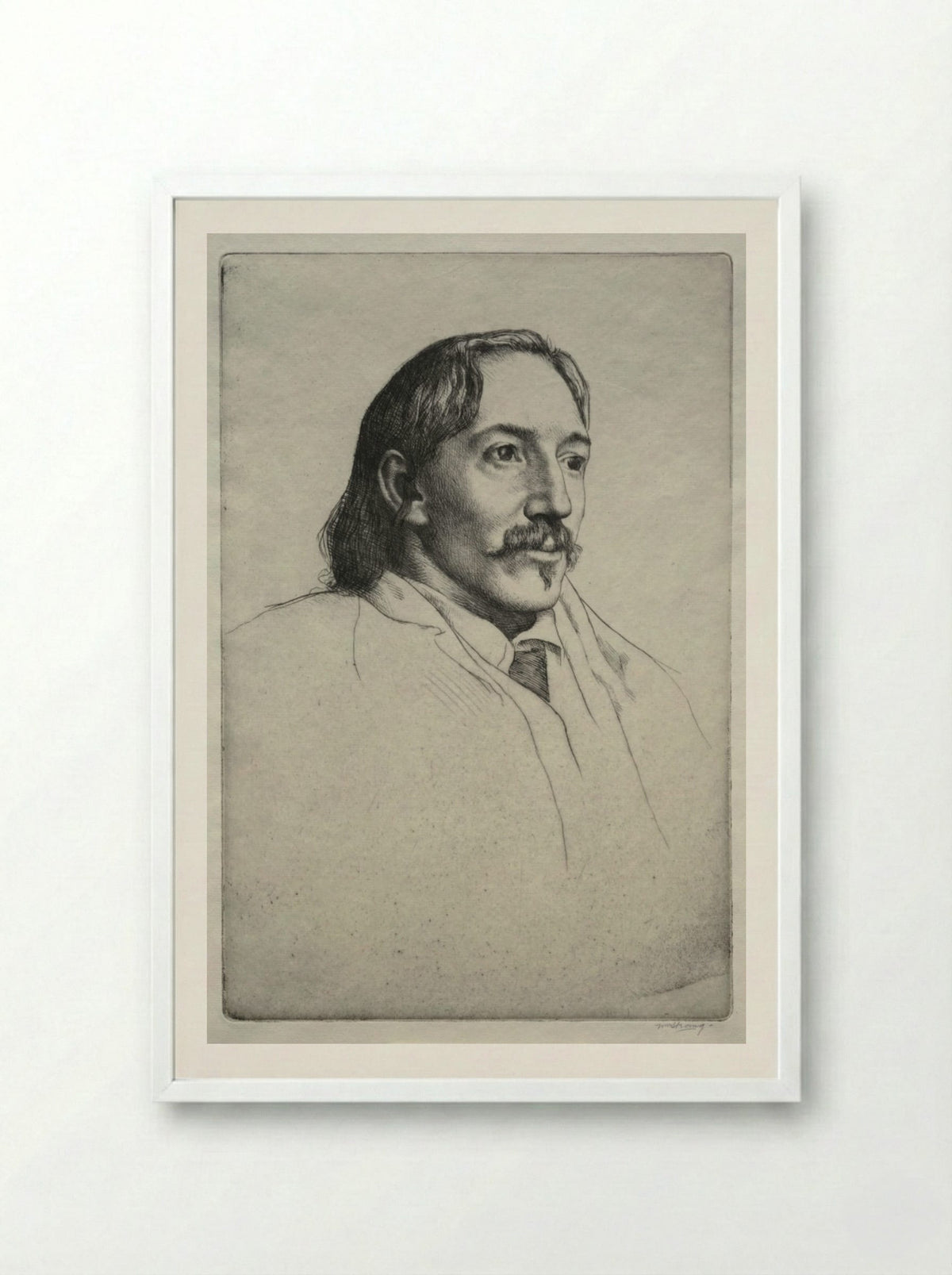 Robert Louis Balfour Stevenson - William Strang - Framed Print White