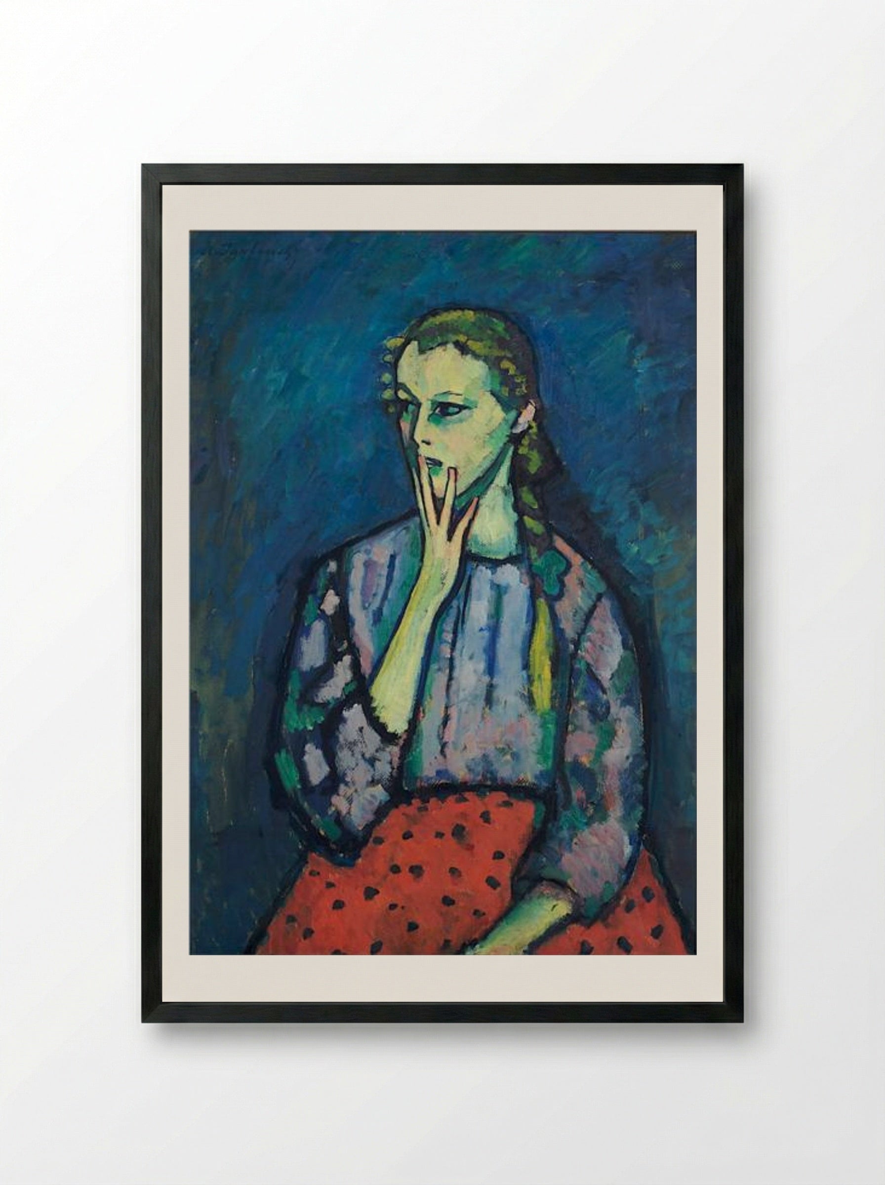 Portrait of a Girl - Alexej von Jawlensky - Framed Print Black